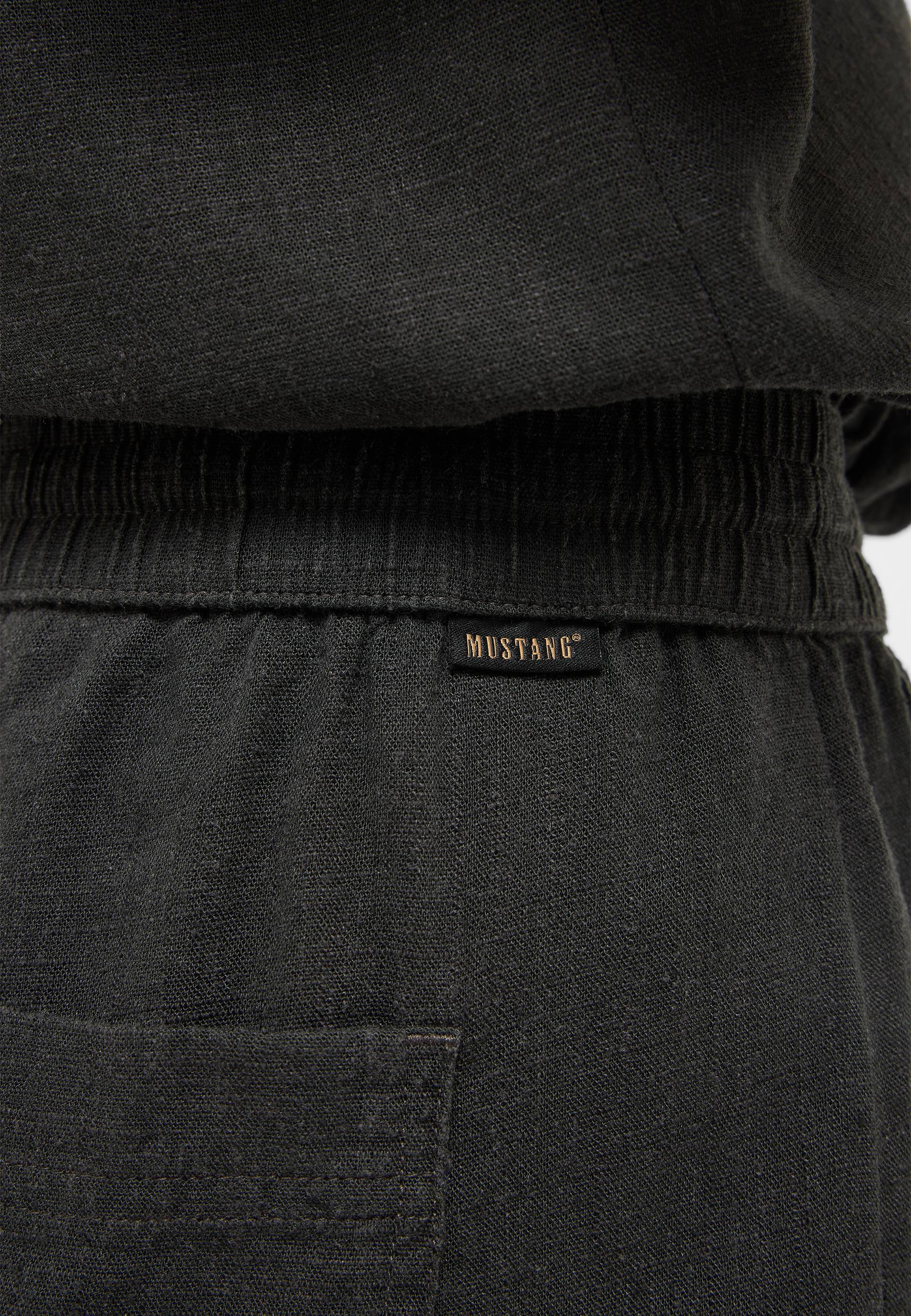 schwarz, Jeans, Rückseite, Knit-Textur, elastischer Bund