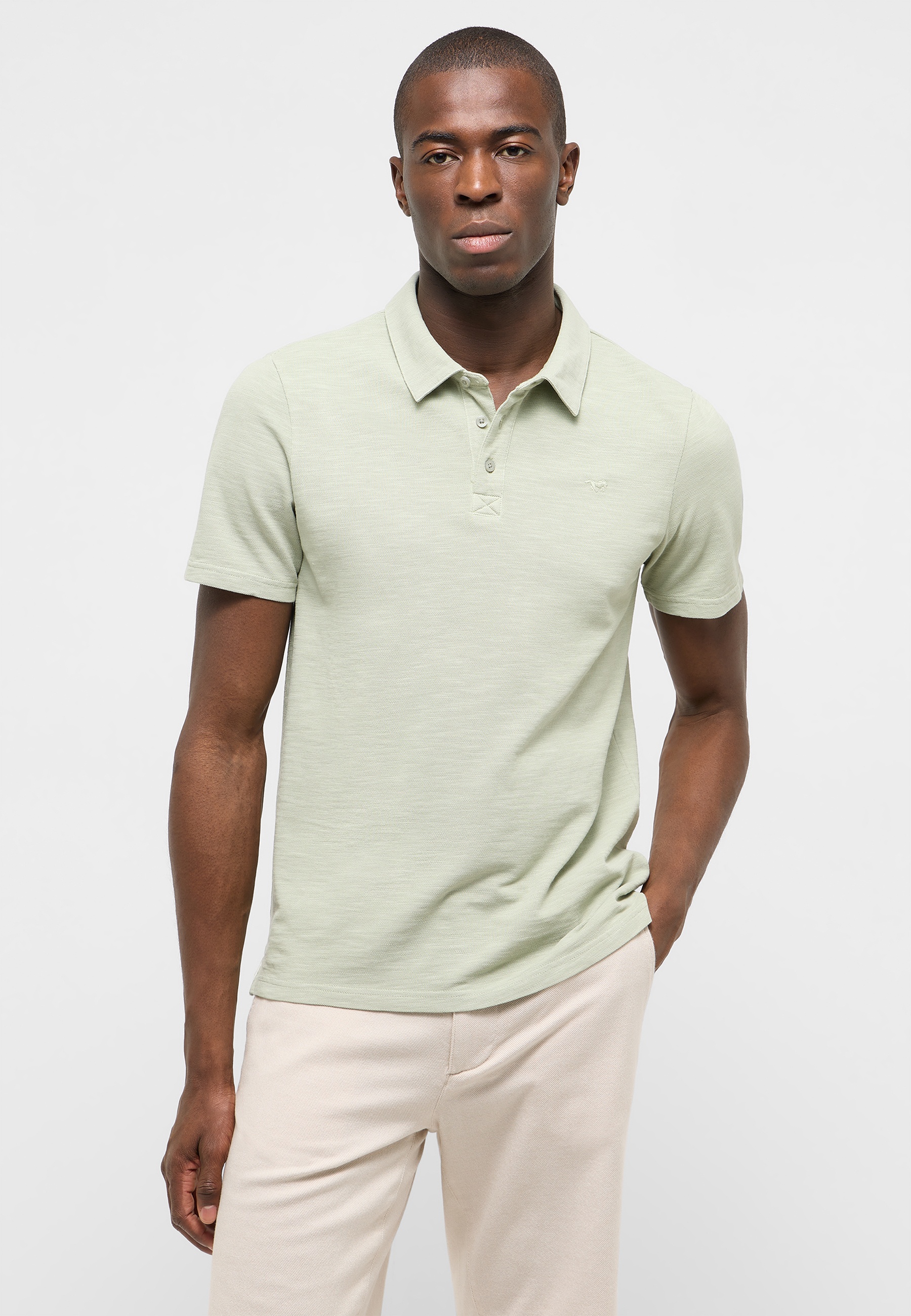 polo shirt, short sleeve, polo, light green, cotton blend