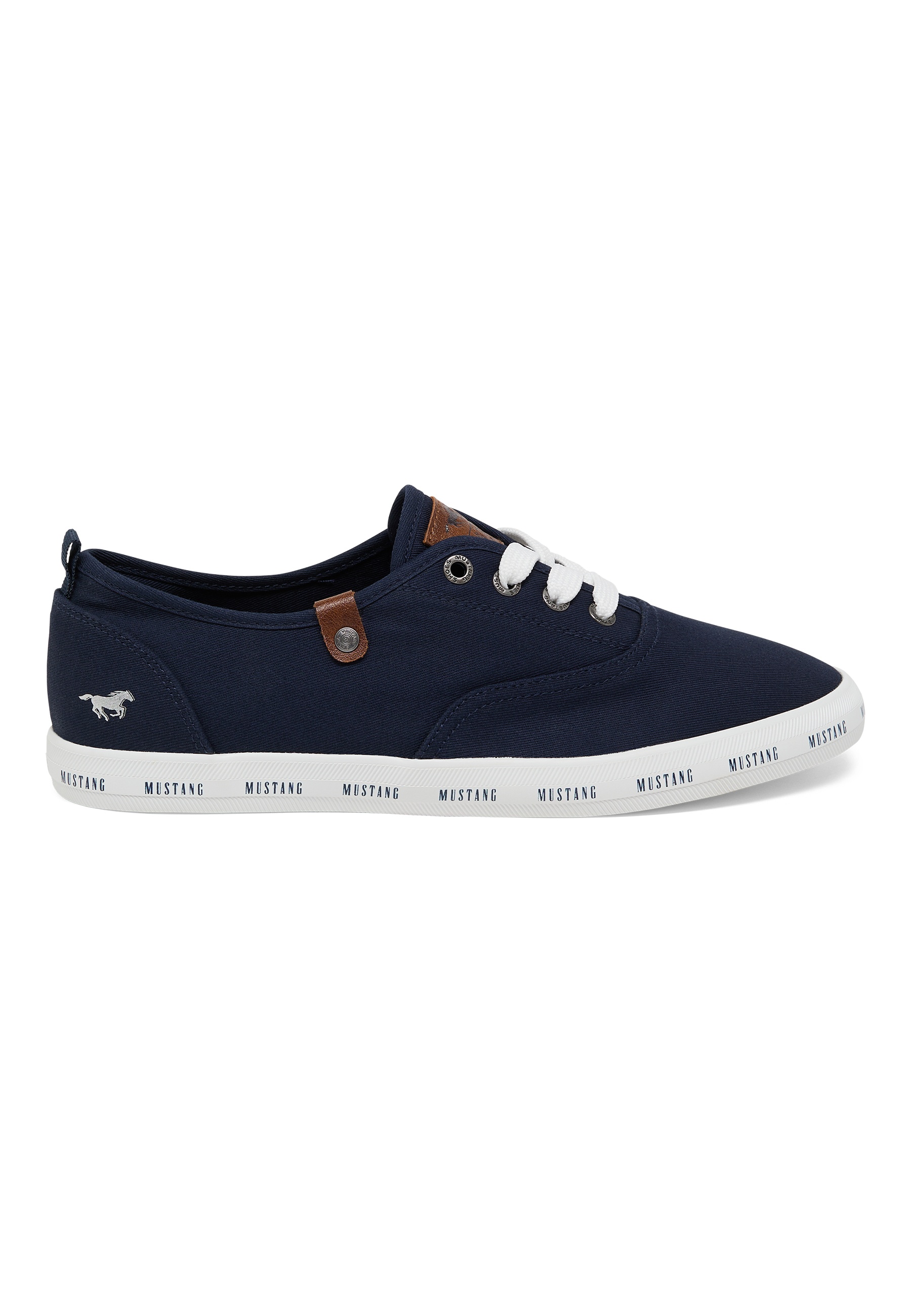 Sneaker, Canvas, Navy, Low-top, Mustang logo