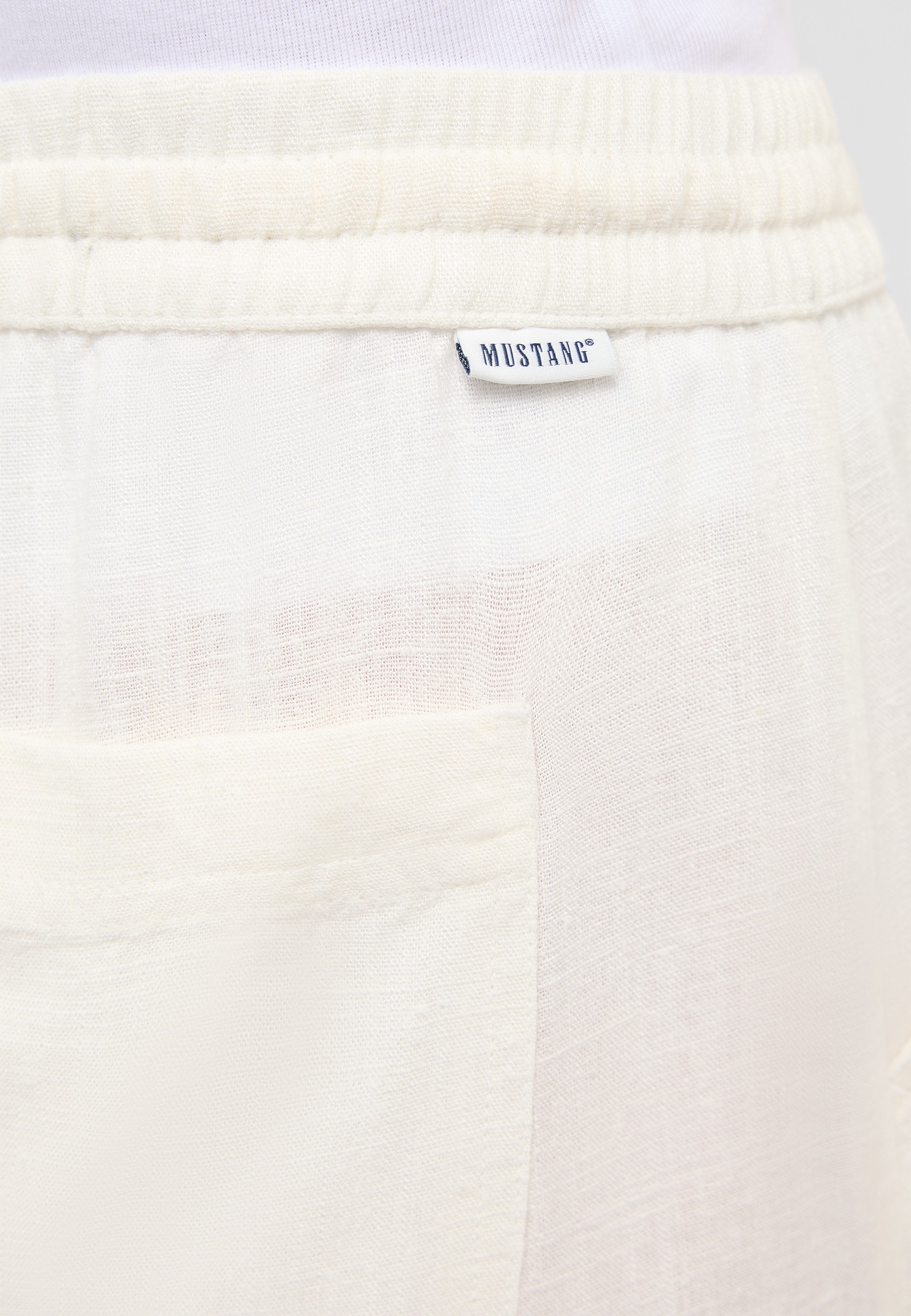 weiß, Leinen, Tasche, Elastischer Bund, Mustang-Label
