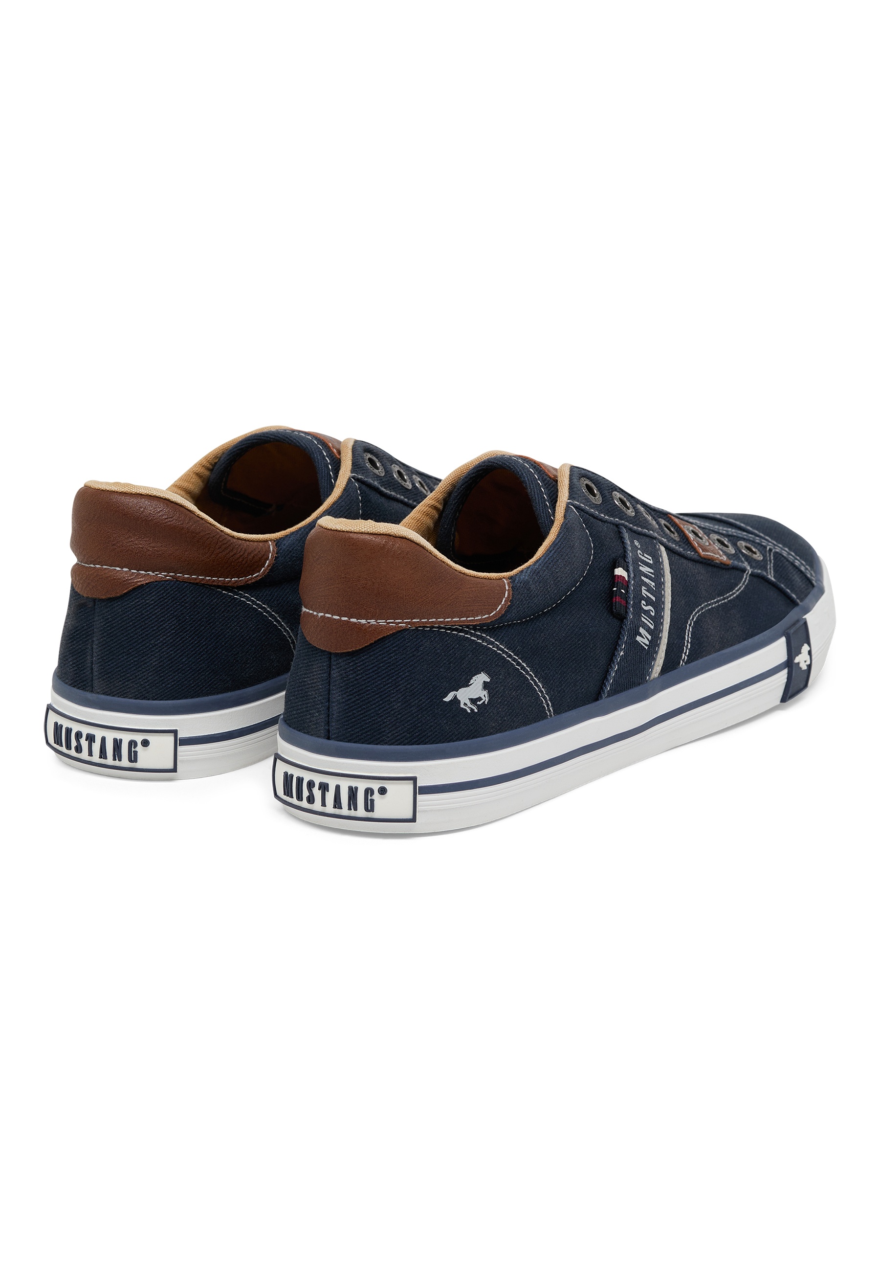 Sneaker, Canvas, Blue, Low-top, Brown accents
