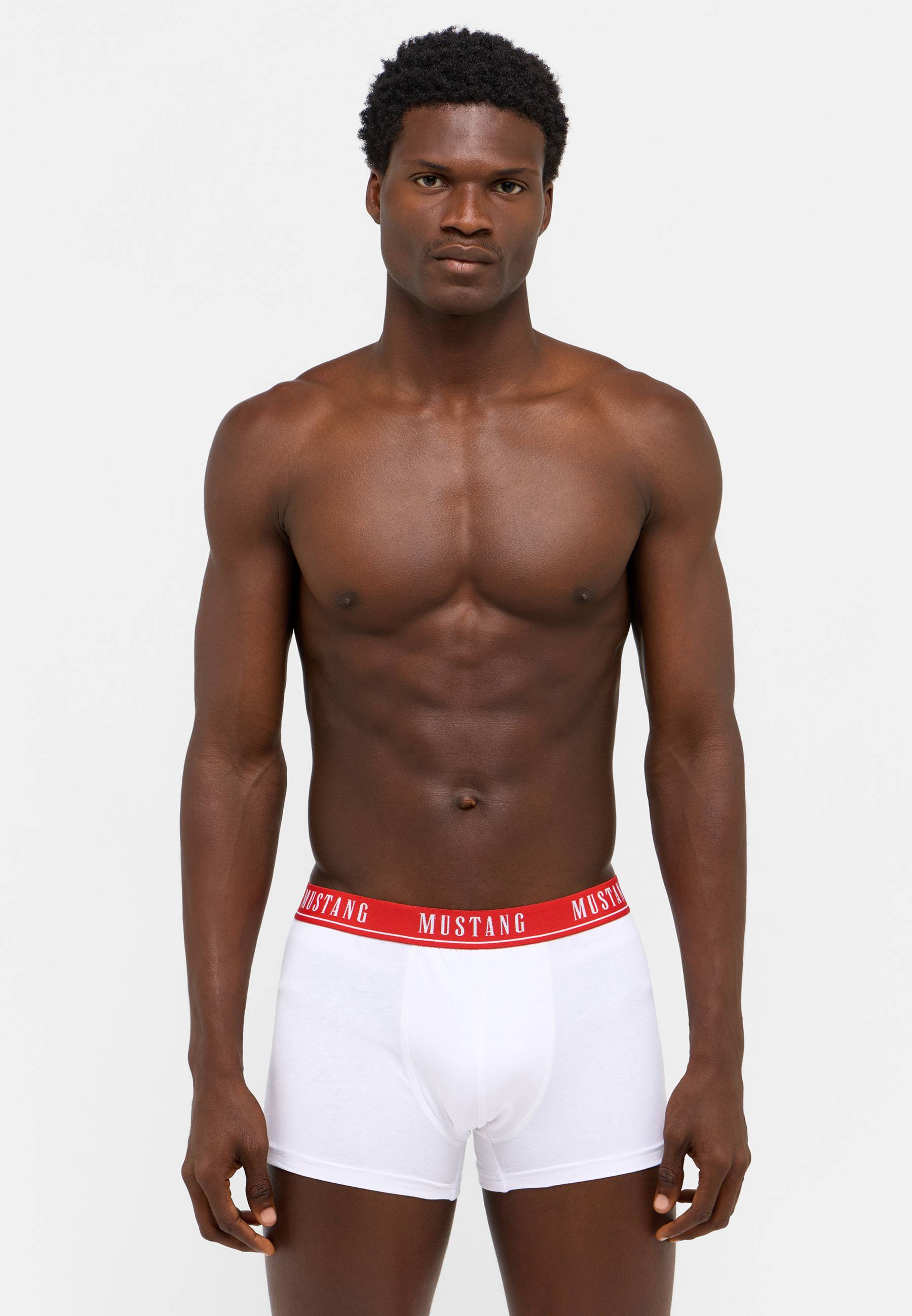 Boxer, Unterwäsche, Weiß, Elastischer Bund, Mustang Markenband