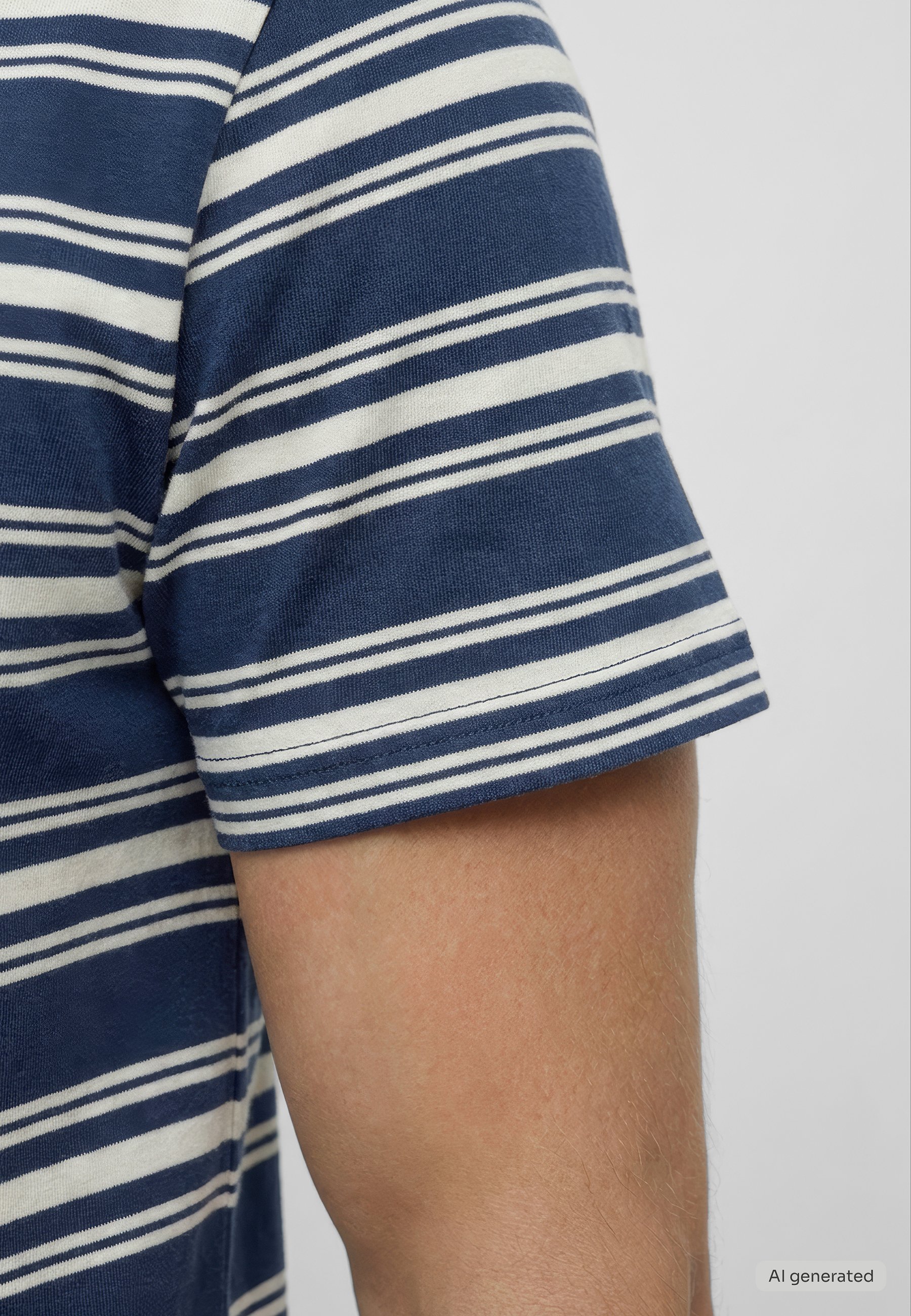 Streifen, T-Shirt, Kurzärmelig, Baumwolle, Navy/Blau