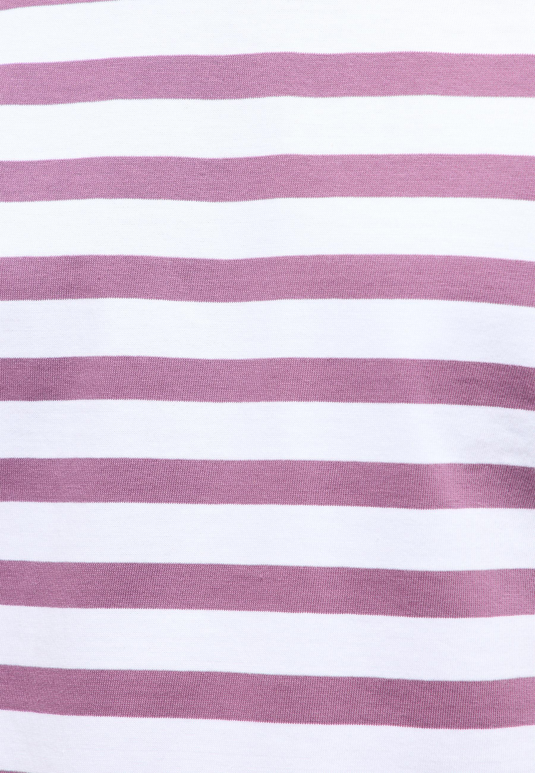 Streifen, T-Shirt, Rundhals, Rosa, Stoff