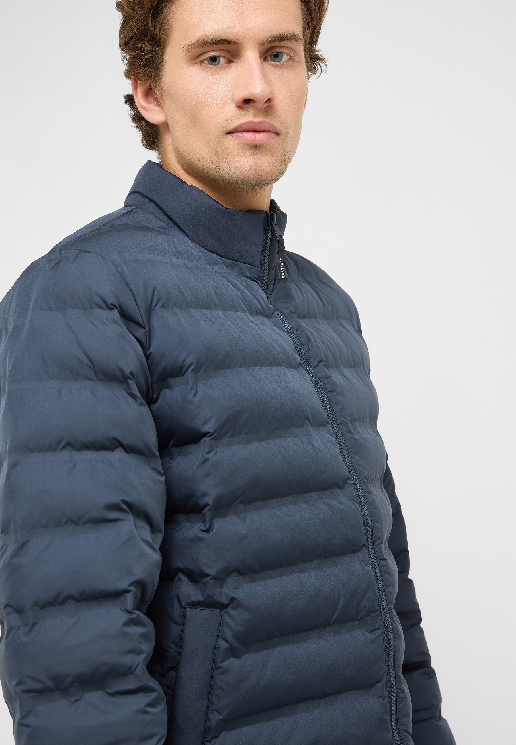 Pufferjacket, Dark blue, Stand collar, Zipper, Quilted jacket