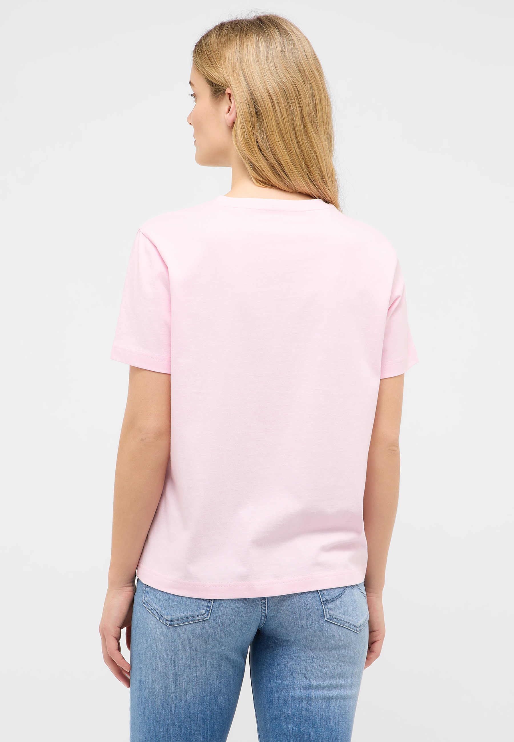 T-Shirt, Rundhals, Kurzarm, Rosa, Baumwolle