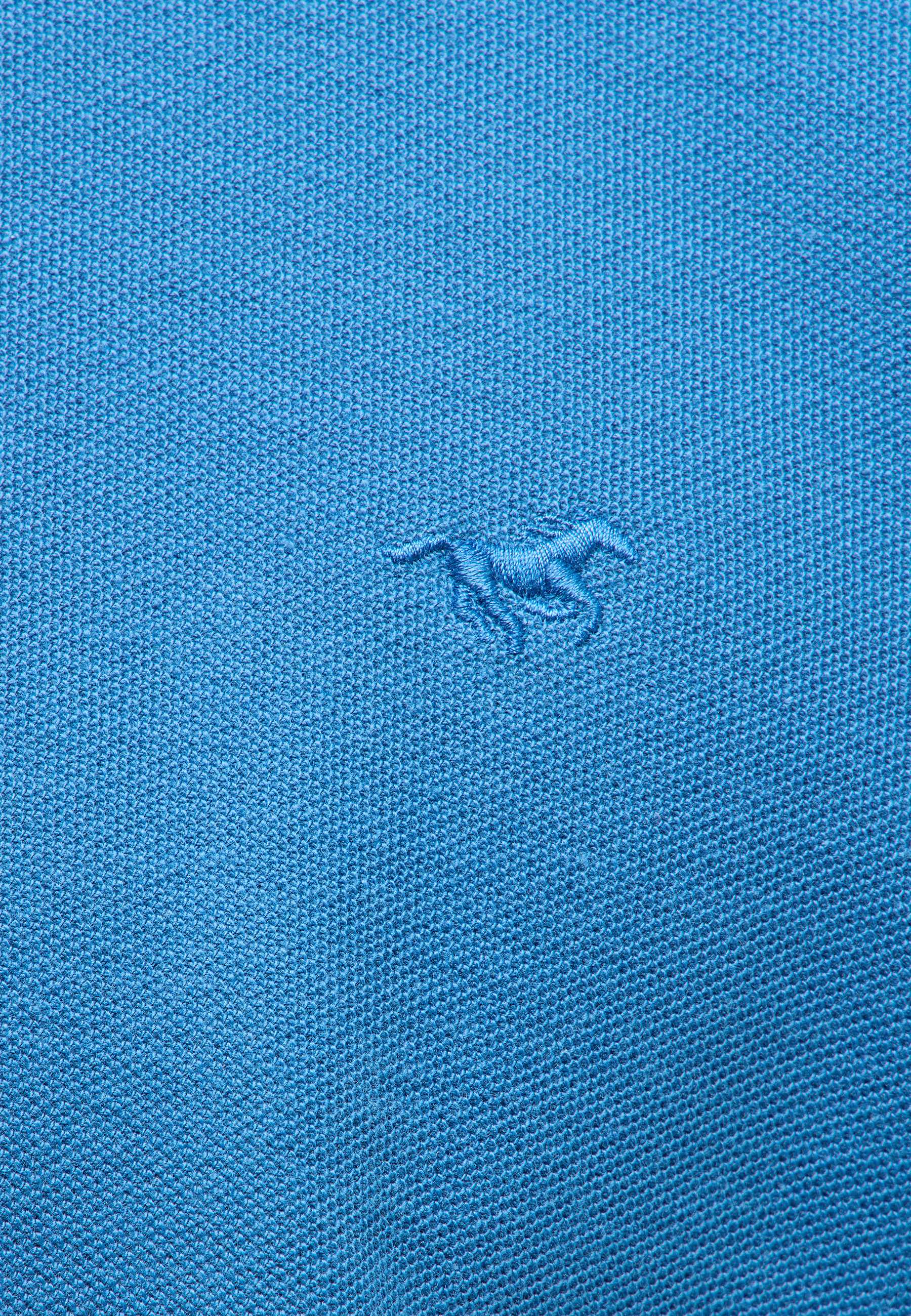 blau, polohemd, Strickstoff, Stickerei Pferd, Textur