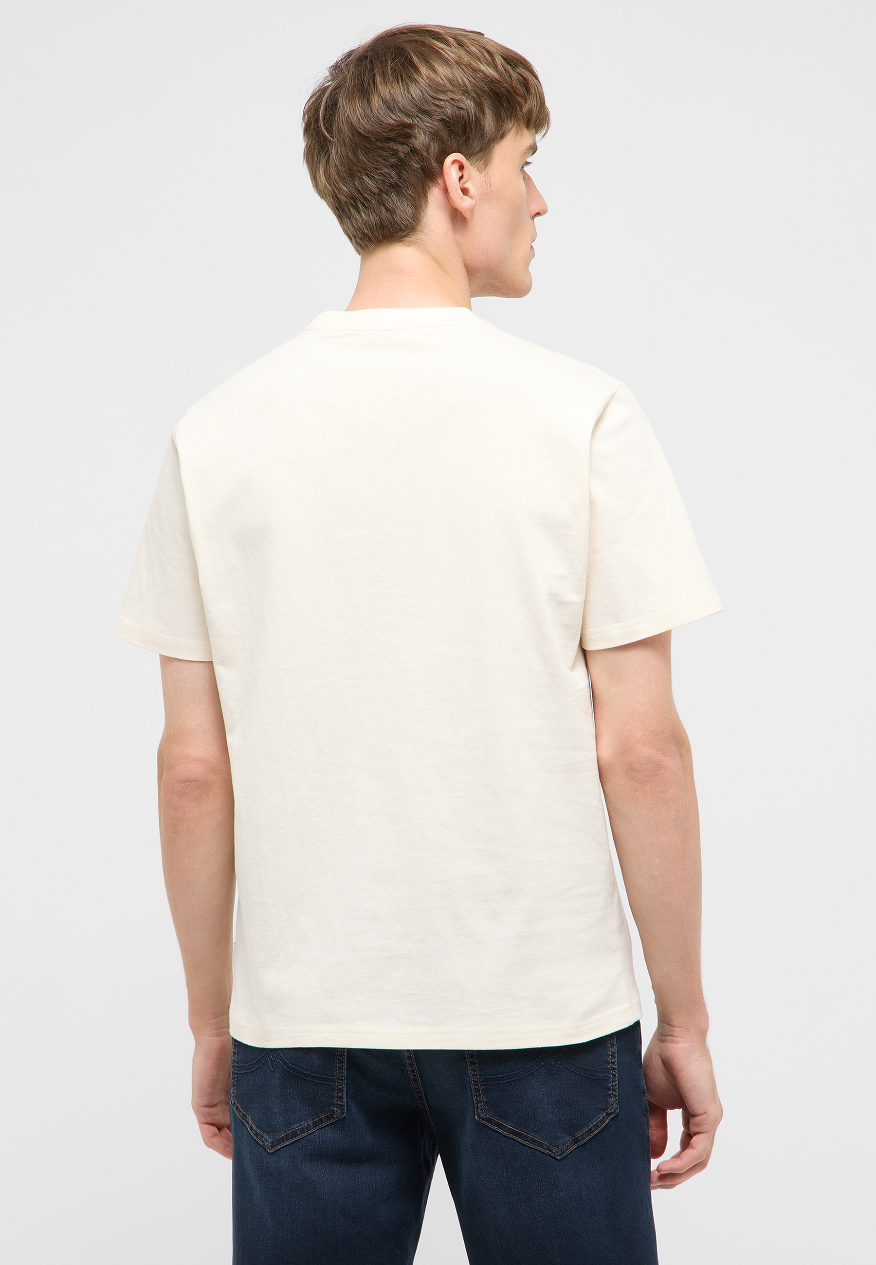 T-Shirt, Kurzarm, Beige, Uni, Baumwolle