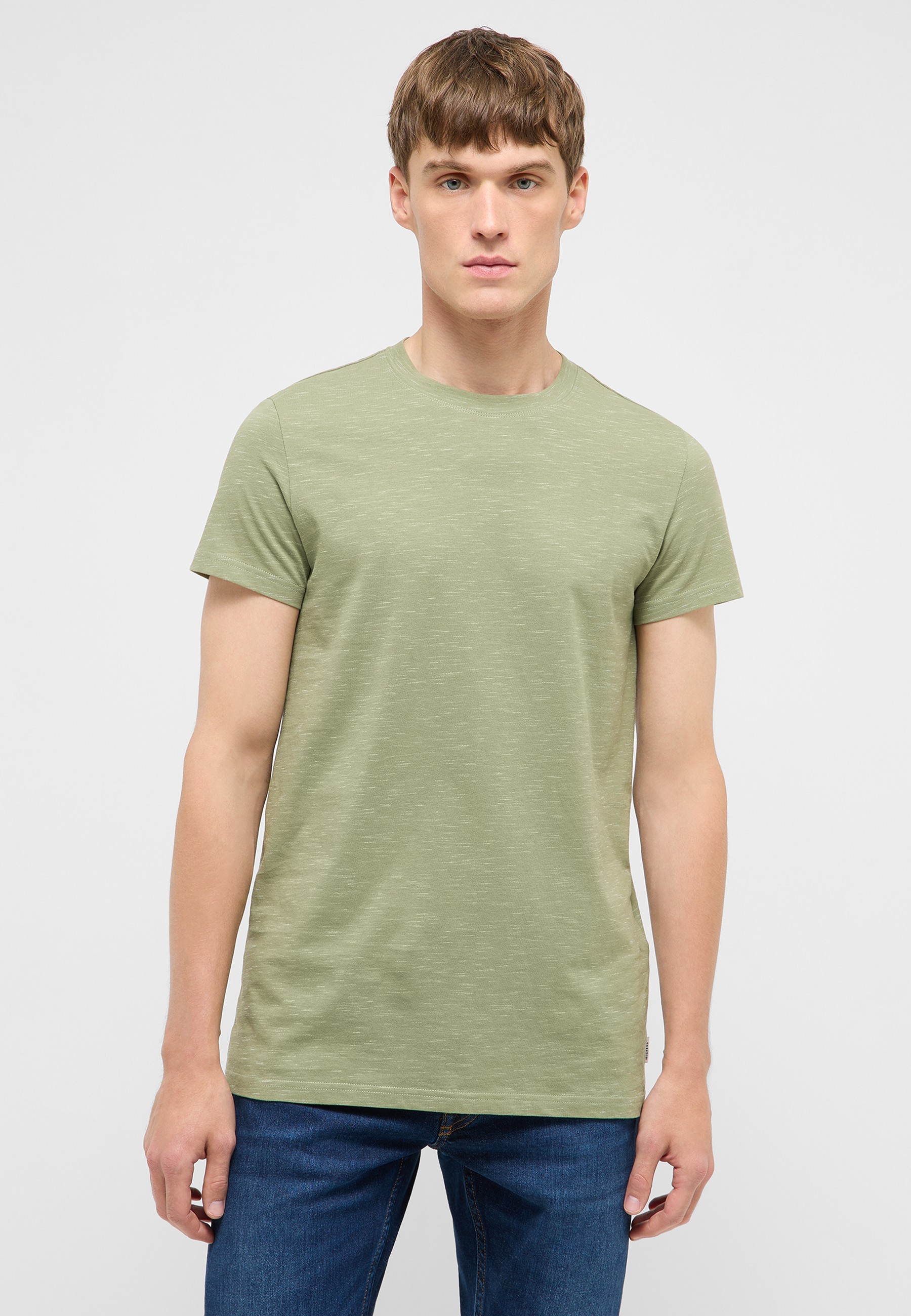 t-shirt, Rundhals, oliv, Einfarbig, Kurzarm