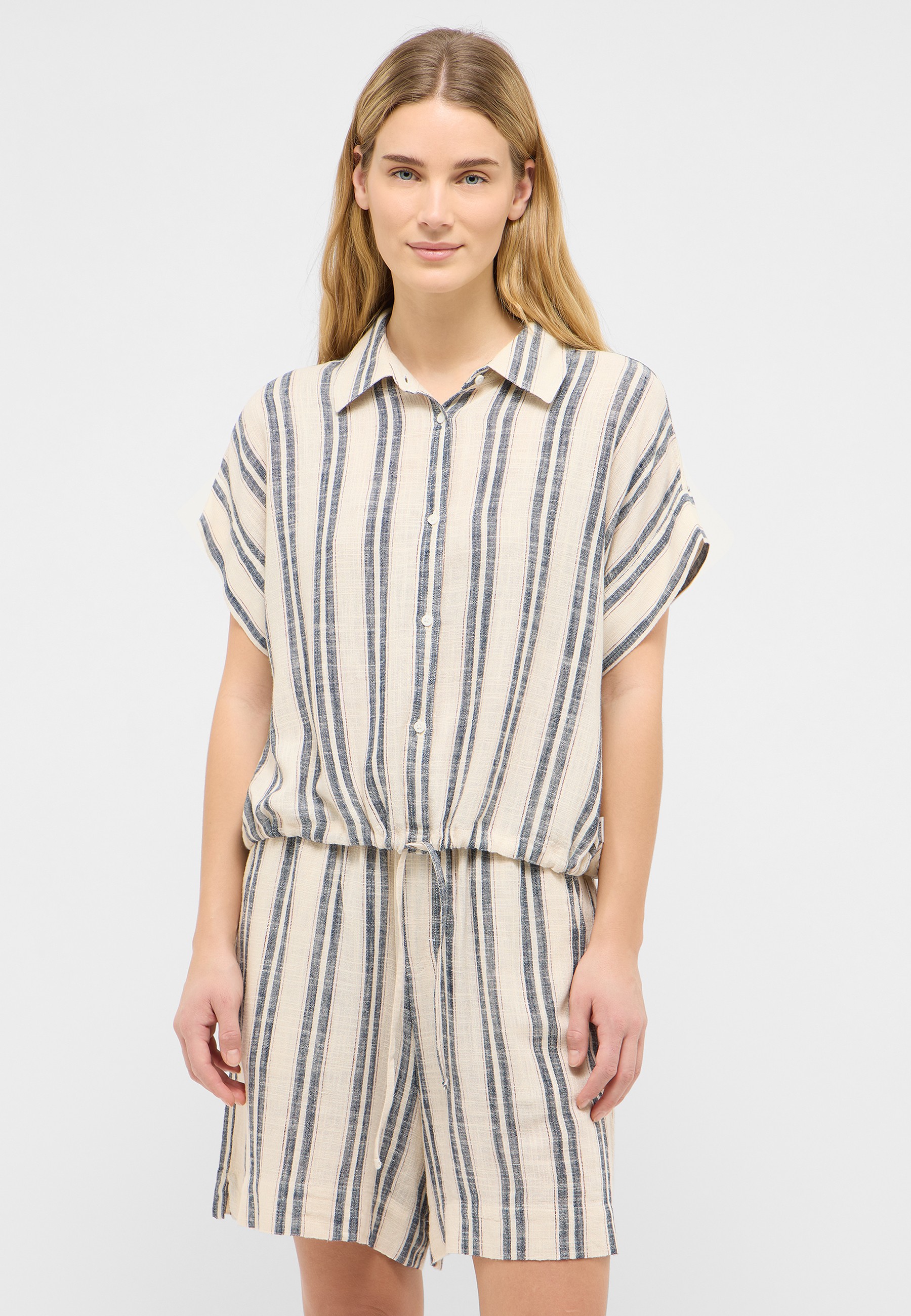 Strandshirt, Hemdhaar, Streifen, Kurzarm, Lounge-Set