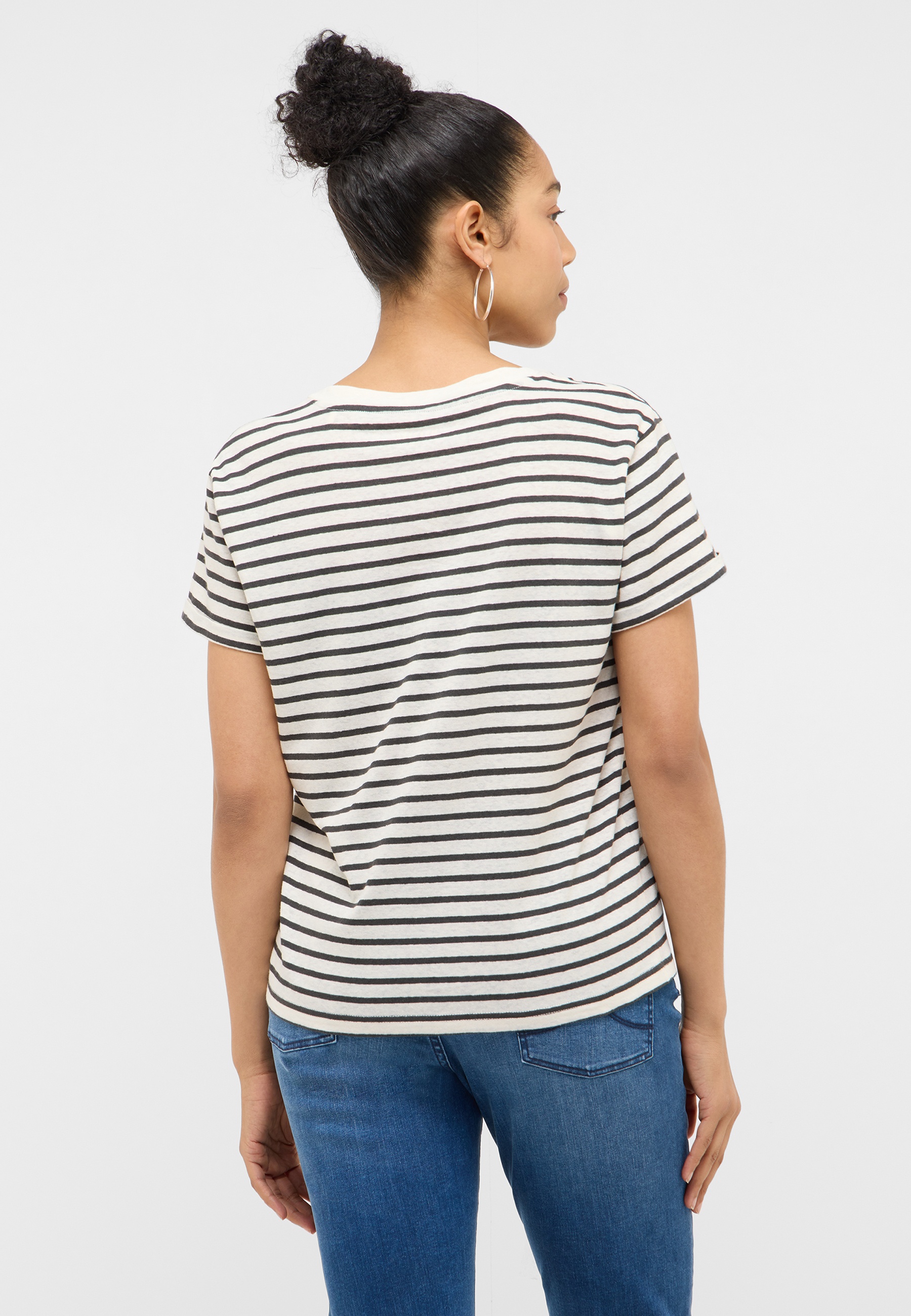 Streifen, T-Shirt, Kurzarm, Strickoberteil, Stoff?