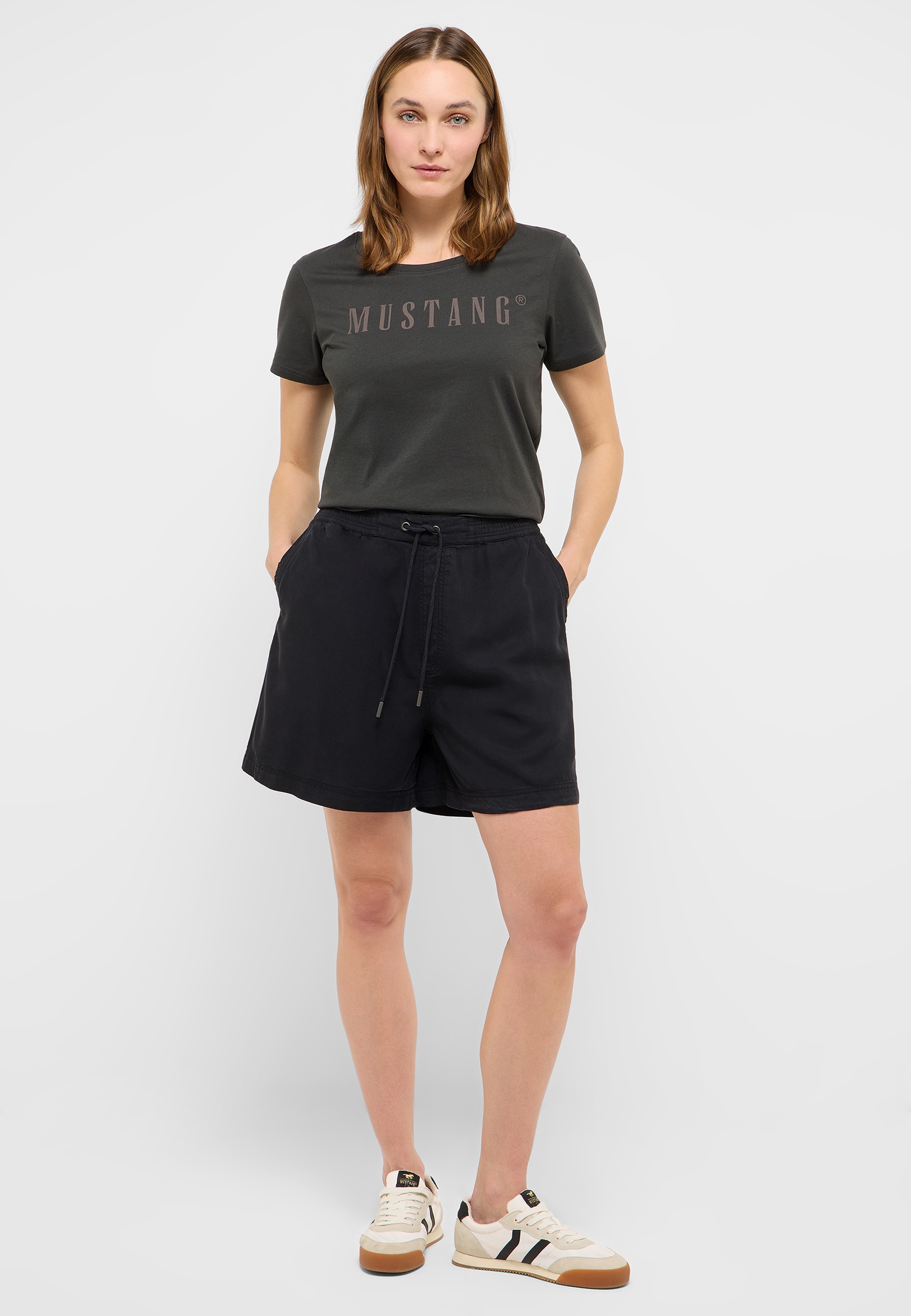 t-shirt, shorts, drawstring, casual, mustang