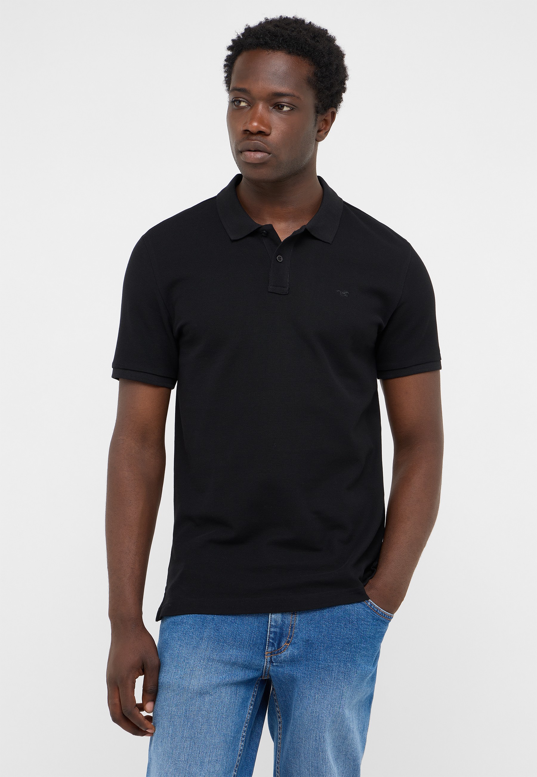 Polohemd, schwarz, Kurzarm, Baumwoll-Polo, Herren-Polo
