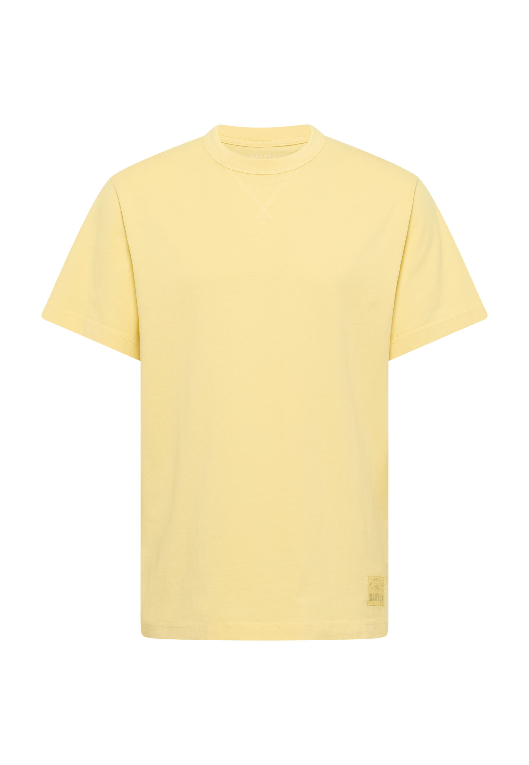 T-Shirt, Pastellgelb, Kurzärmelig, Rundhals, Baumwolle