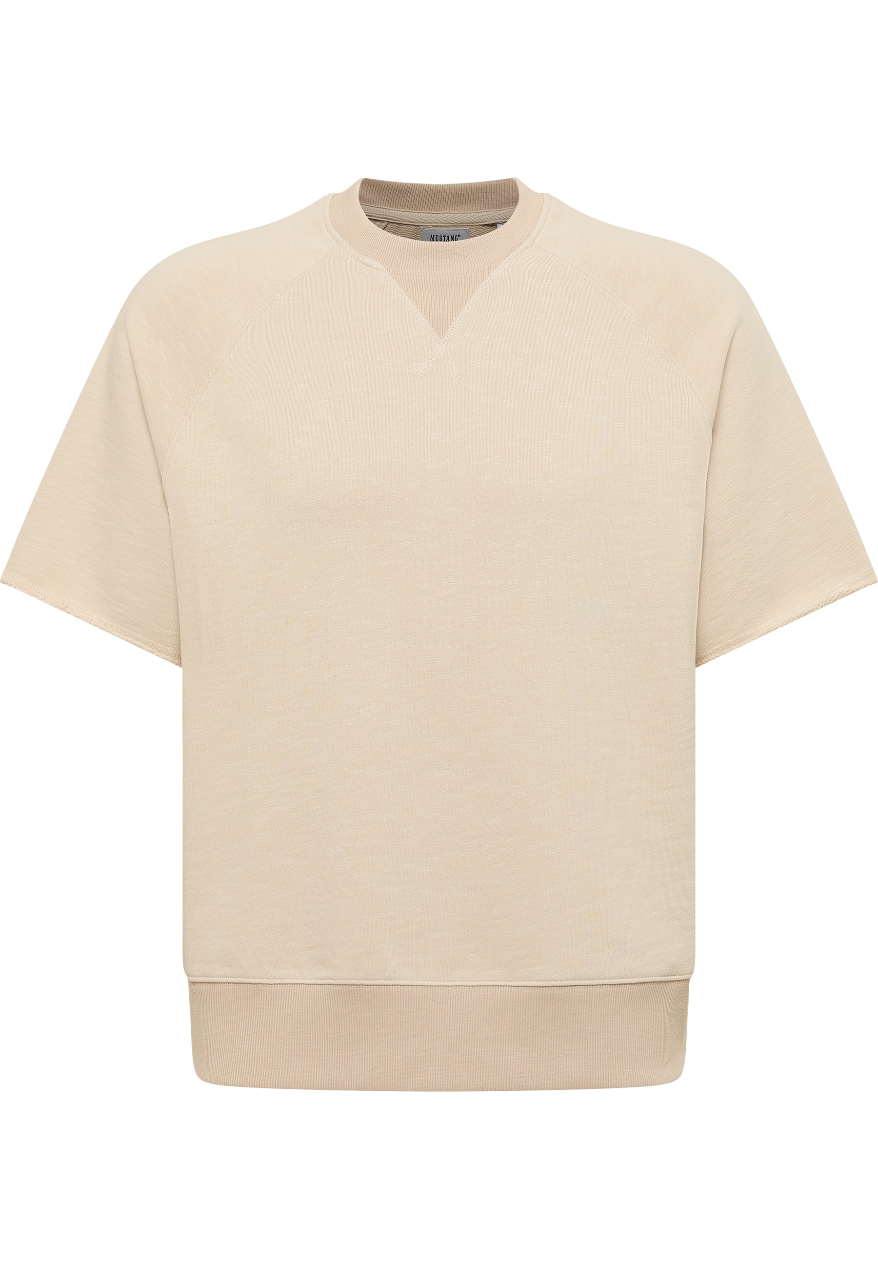 Beige Sweatshirt, Oversized Fit, Rundhals, Kurzarm, Beige Farbe