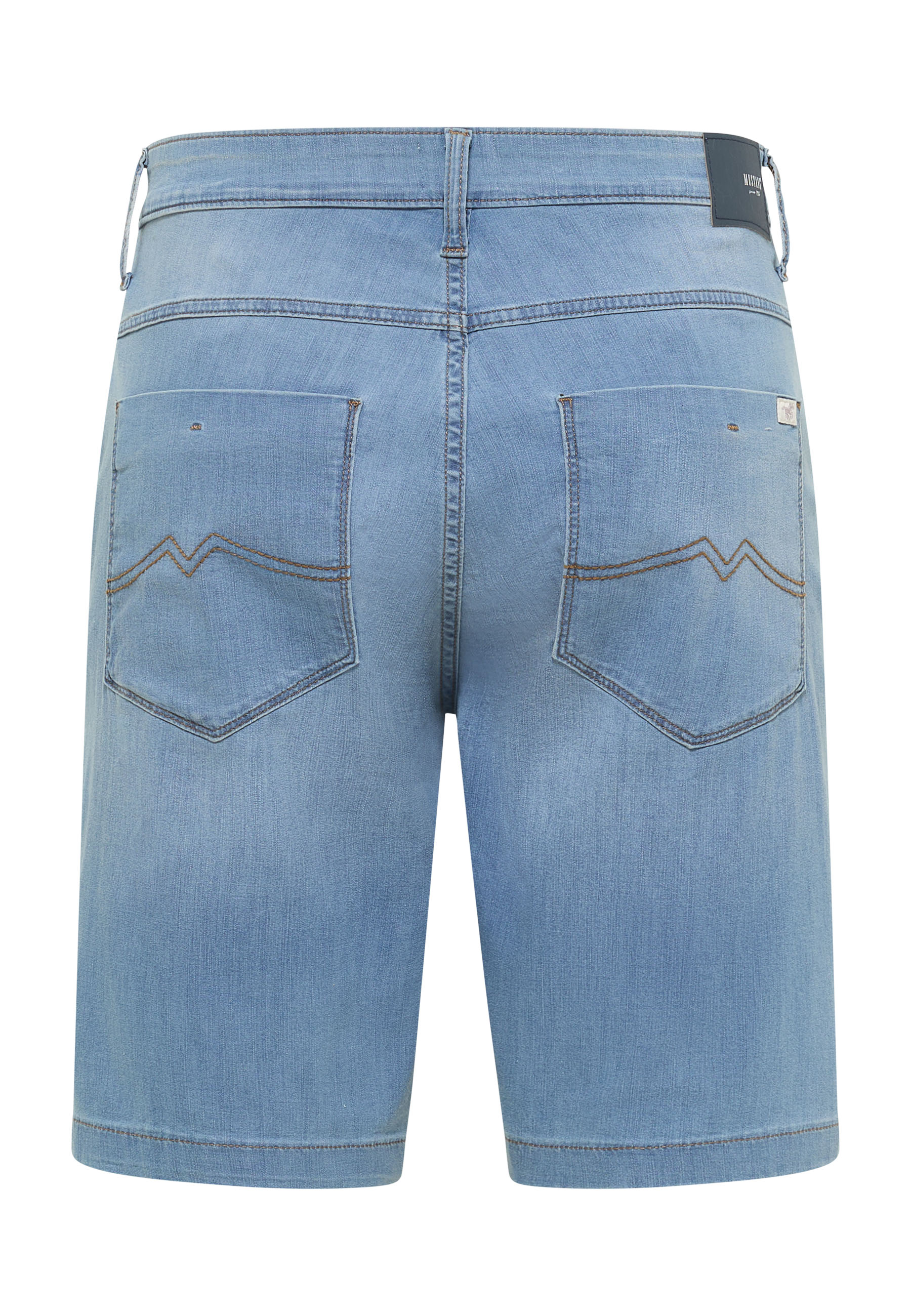 Denim Shorts, Rückentaschen, Hellblau, Zierstiche, Gürtel Schlaufen