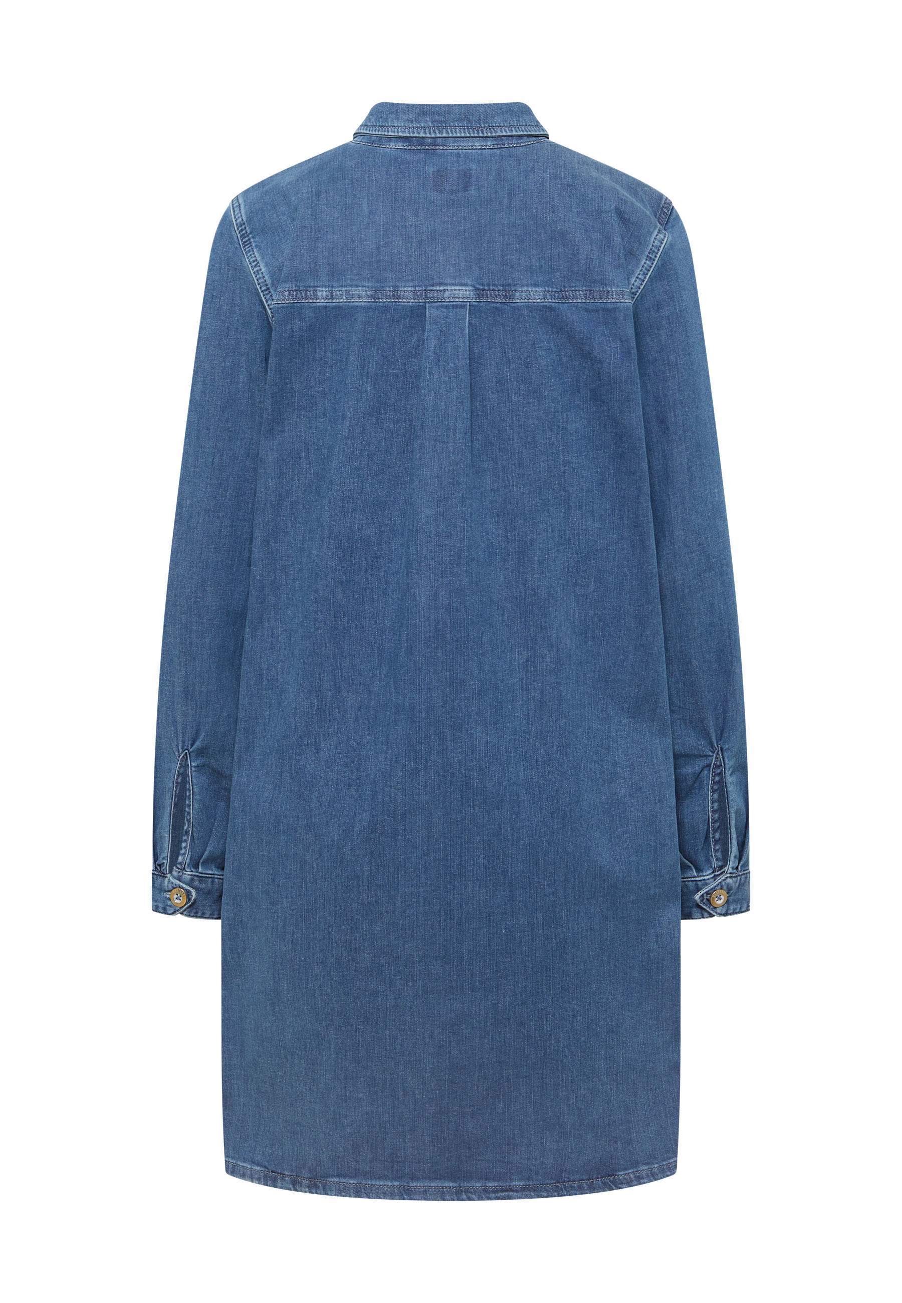 Denim, Denim Dress, Long Sleeves, Button Cuffs, Back View