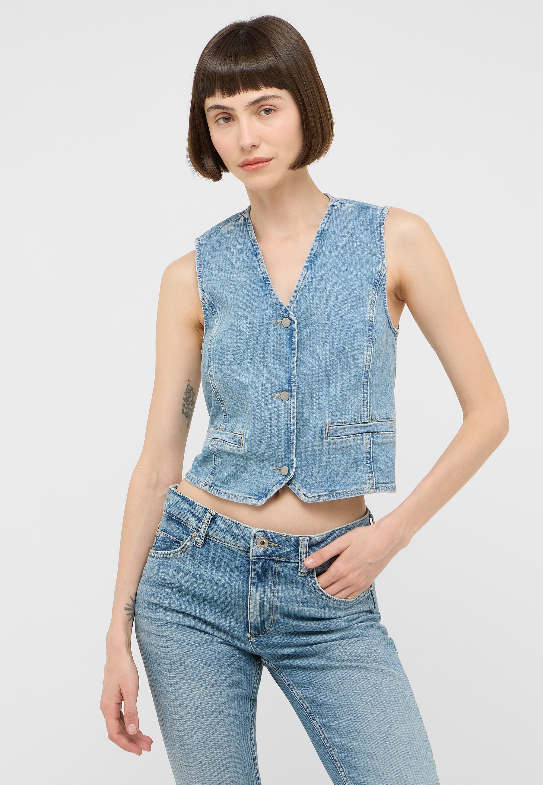 Jeansweste, Denim, Weste, Gilet, Gerader Schnitt