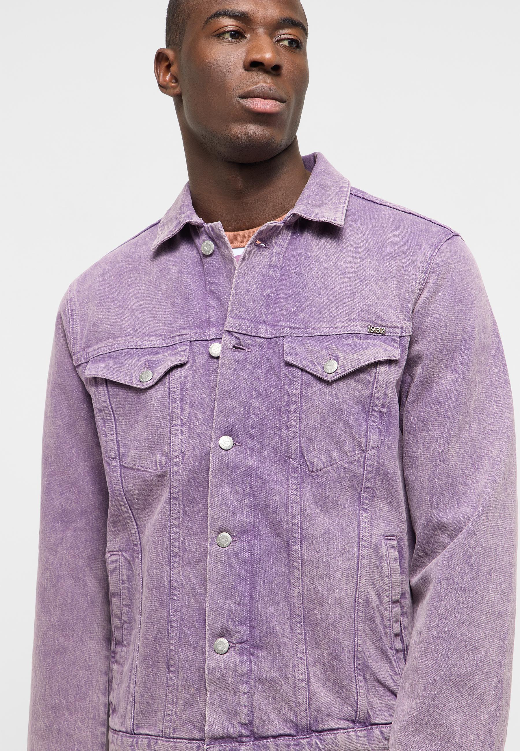 jeansjacke, lila, lavendel, knopfleck, fronttaschen
