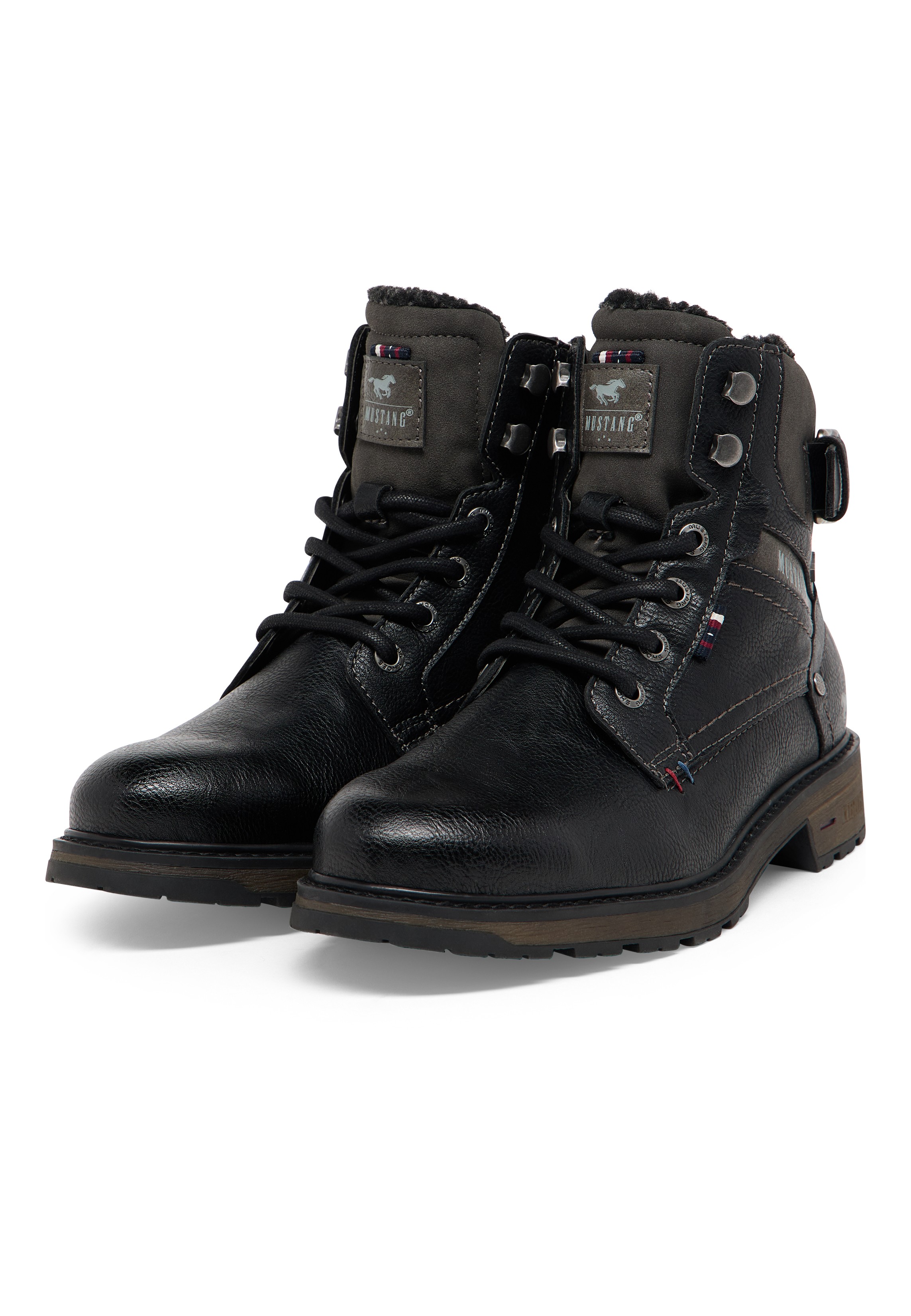 Stiefel, Stiefeletten, Leder, schwarz, Schnürung