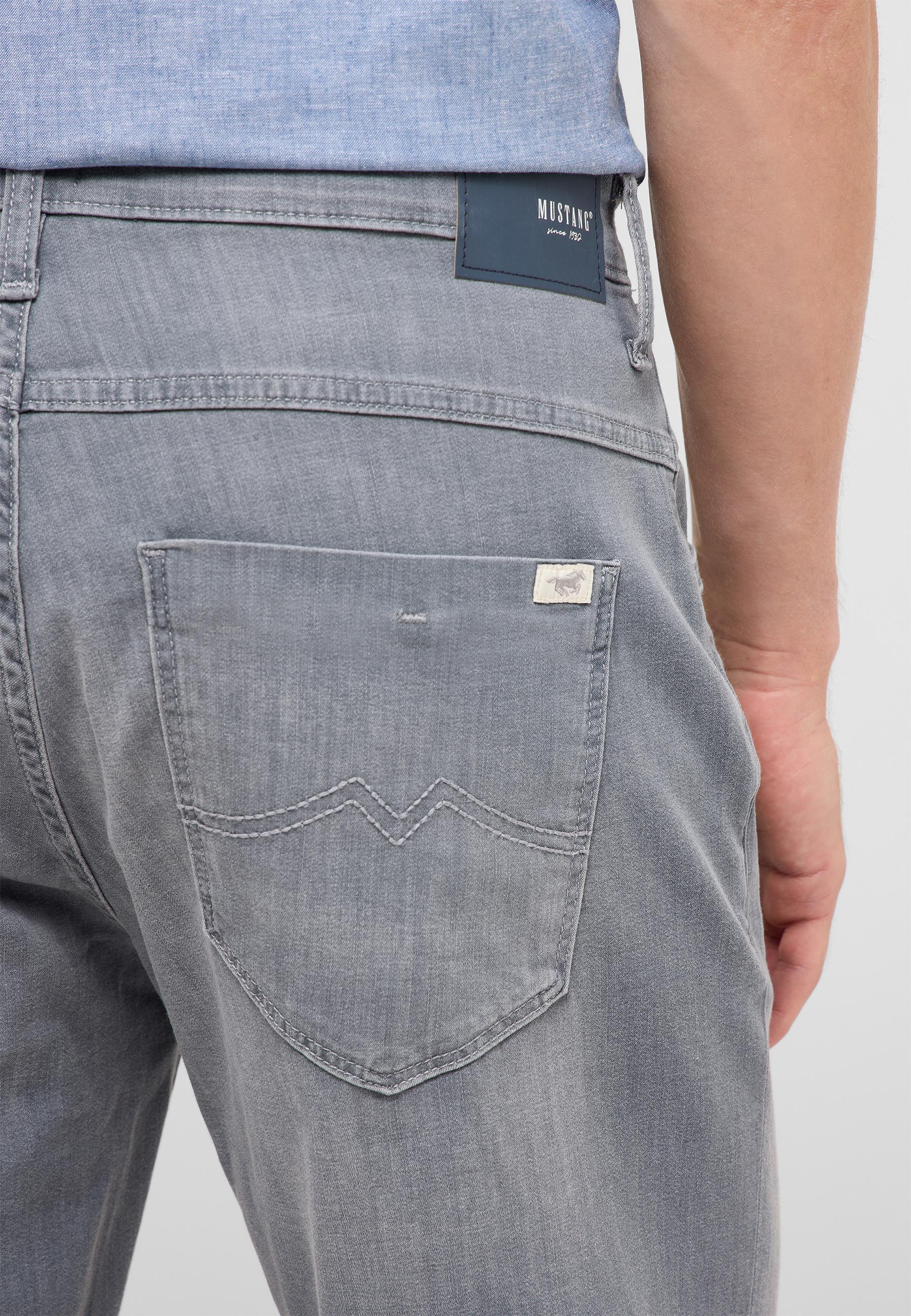 Jeans, Rückentasche, Denim, Grau, Markenlabel