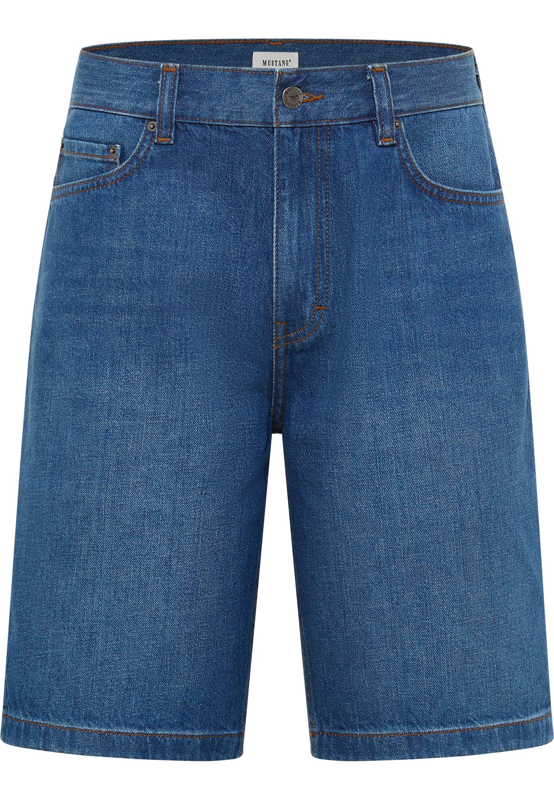 Jeans, Denim, Shorts, Mittelblau, gerader Schnitt