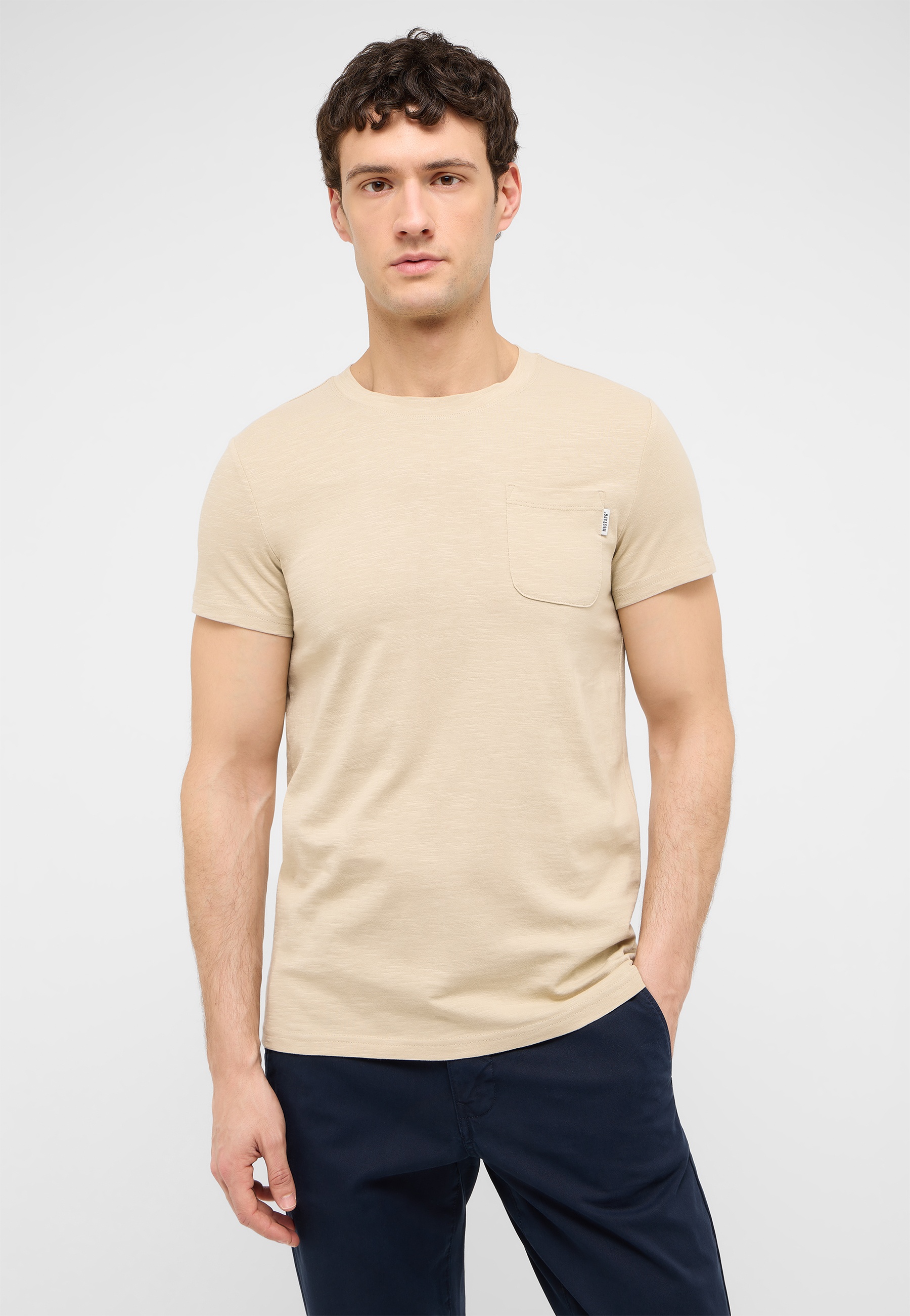 Tee, T-Shirt, Beige, Pocket, Kurzarm