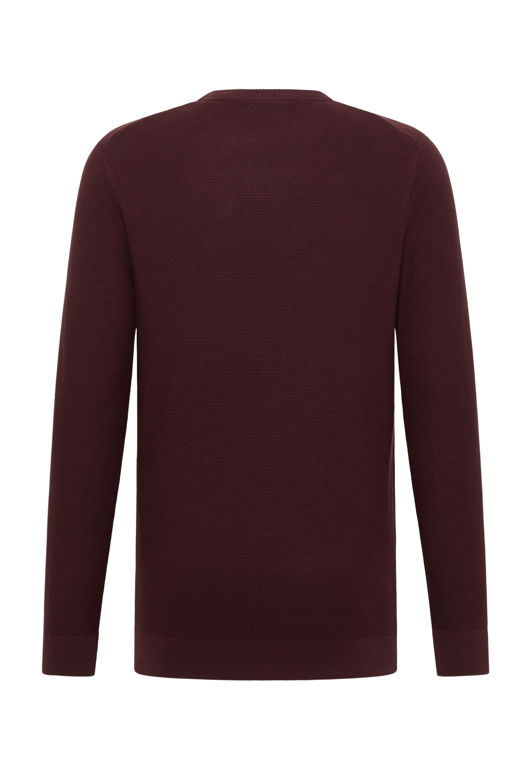 Pullover, Pullover, Langarm, Burgunder, Strickware, Rundhalsausschnitt, feine Struktur, Unifarben, dunkles Rot, Rückansicht