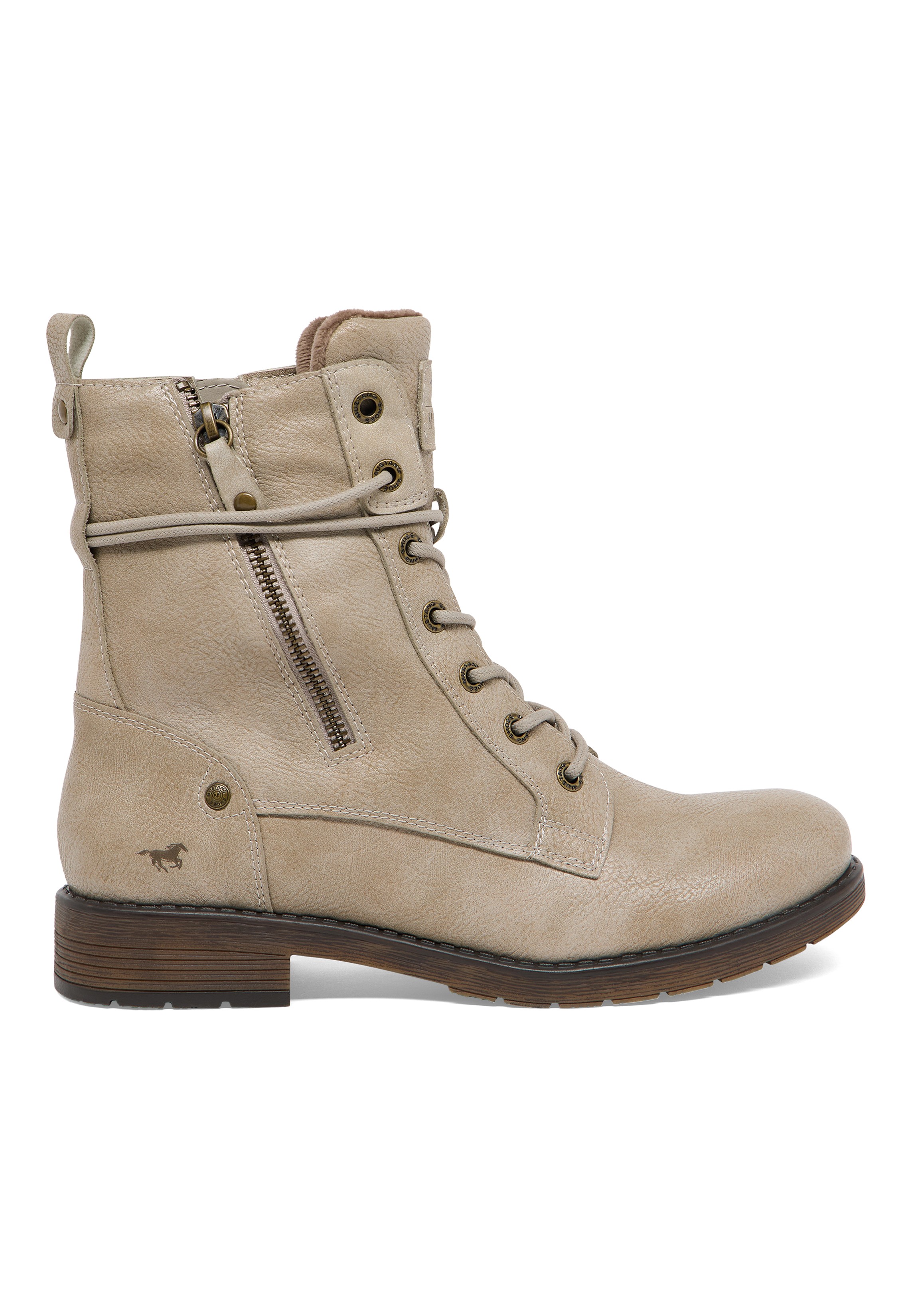 Stiefel, Stiefelette, Beige, Lederimitat, Reißverschluss