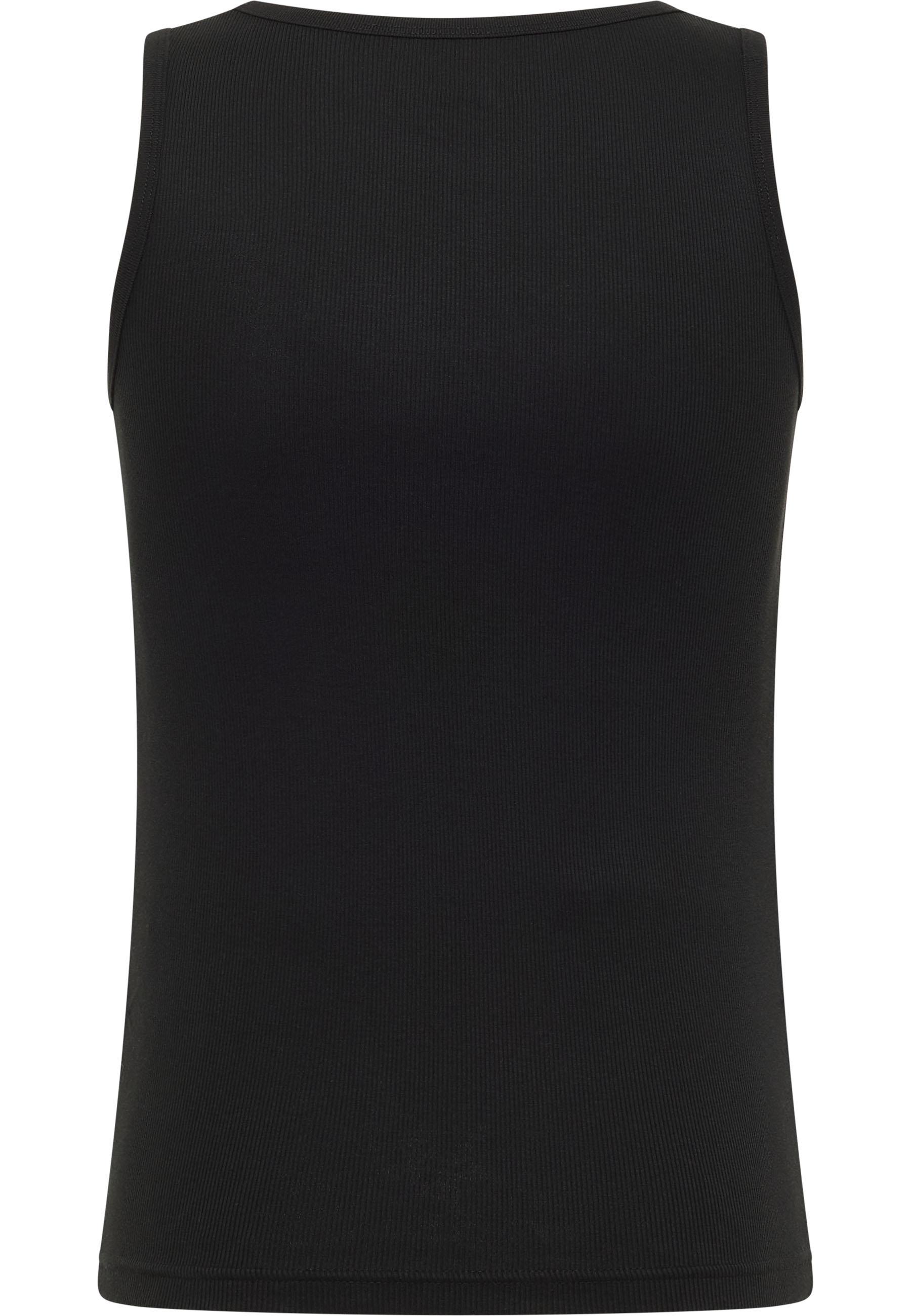 Tanktop, Schwarz, Rippstruktur, Ärmlos, Basic