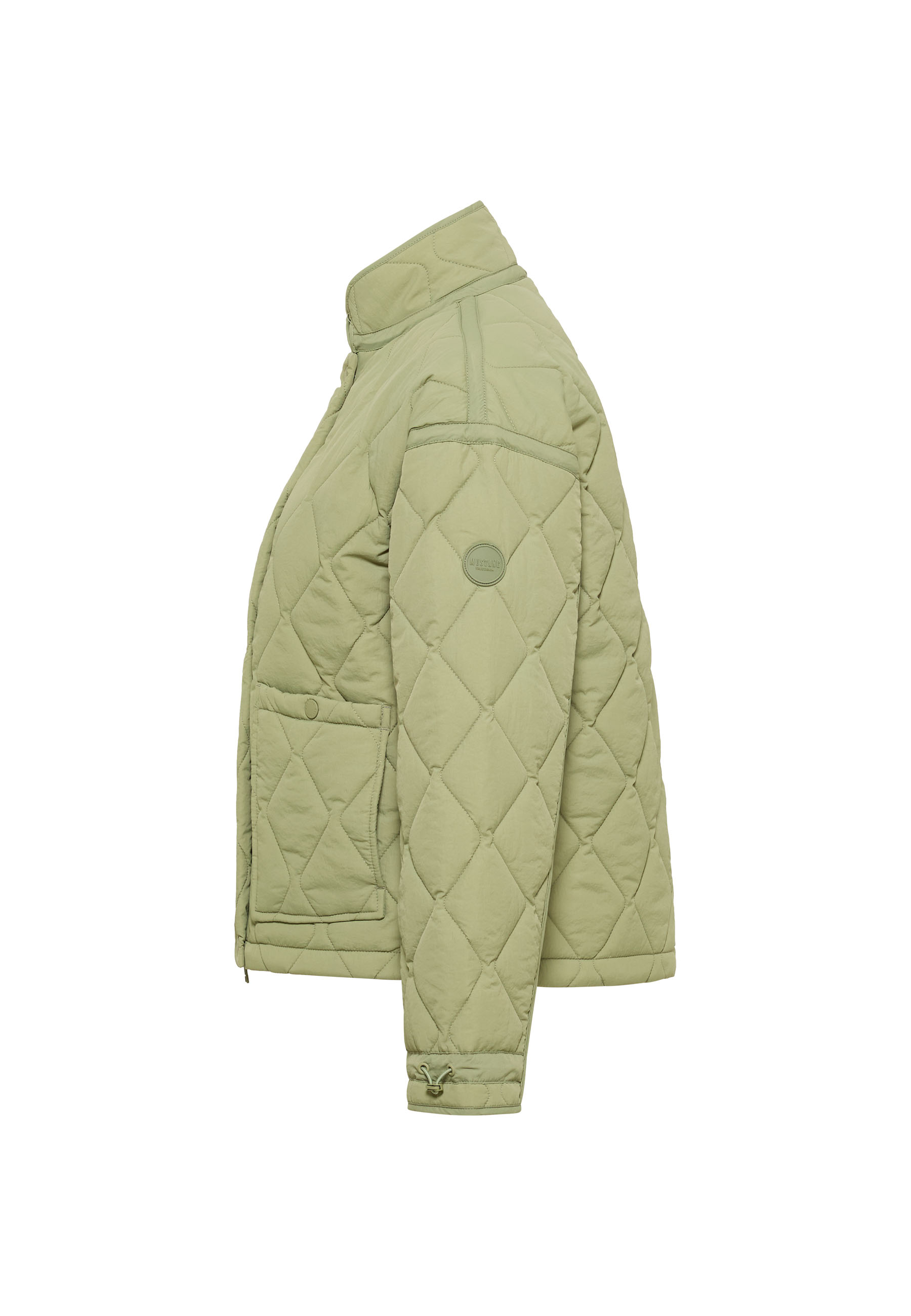 gesteppte jacke, gefütterte mantel, hellgrün, hochkragen, Reißverschluss-Tasche