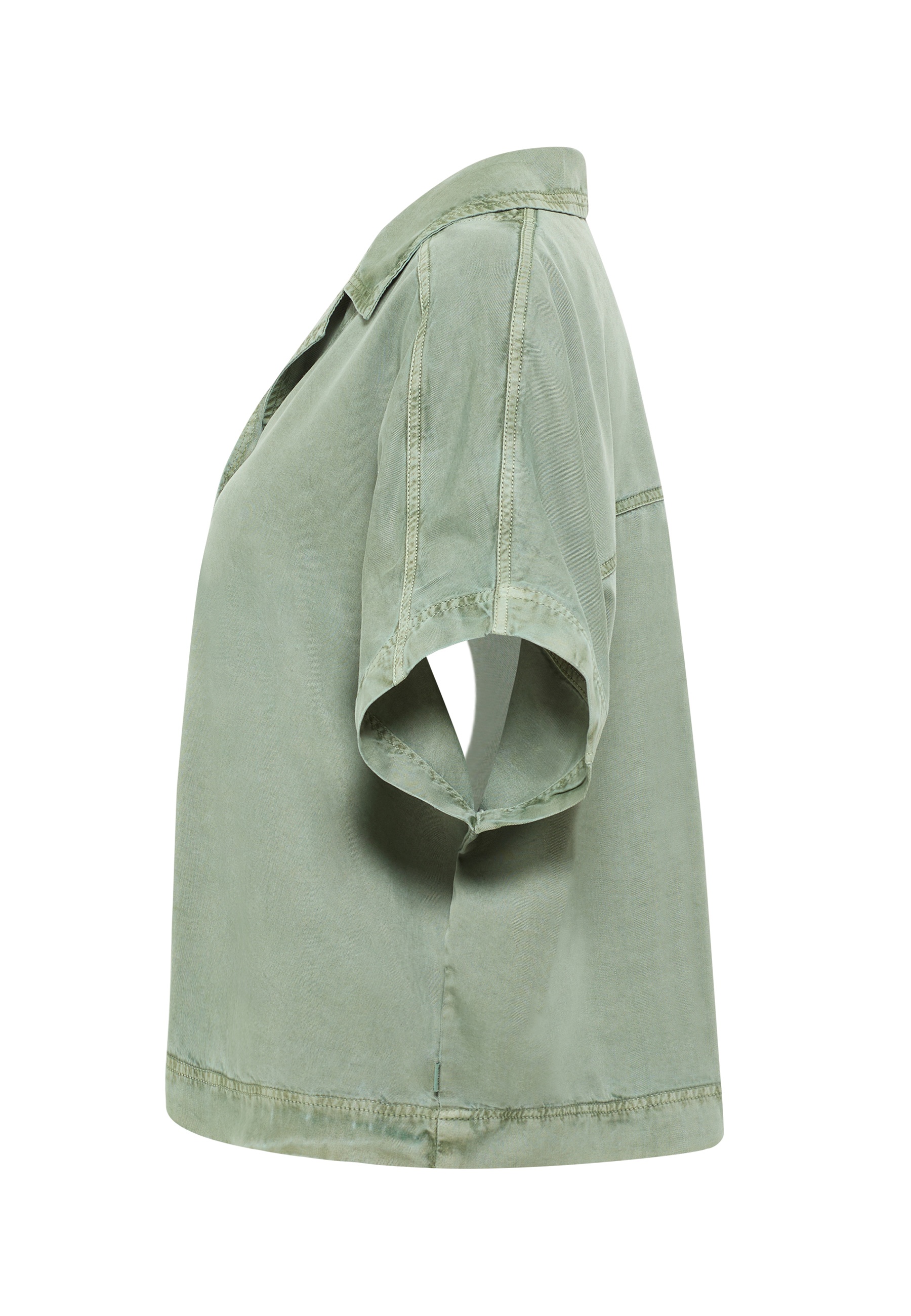 Kurzarm-Hemd, Cargoshirt, Militärgrün, Baumwolle, Vintage-Stil