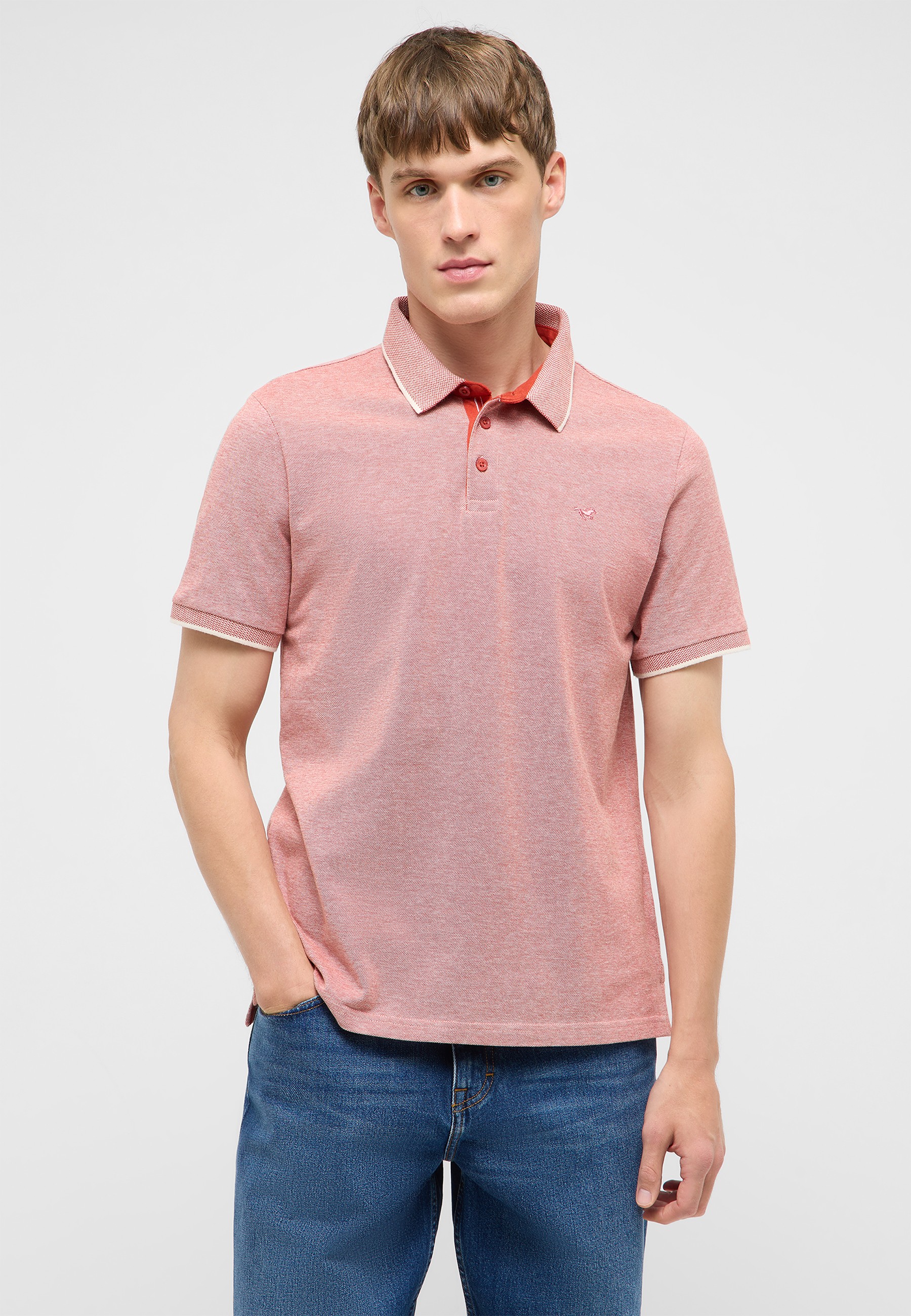 Polohemd, rosa Polo, Kurzarm, Kragenpolo, gestrickt Polo