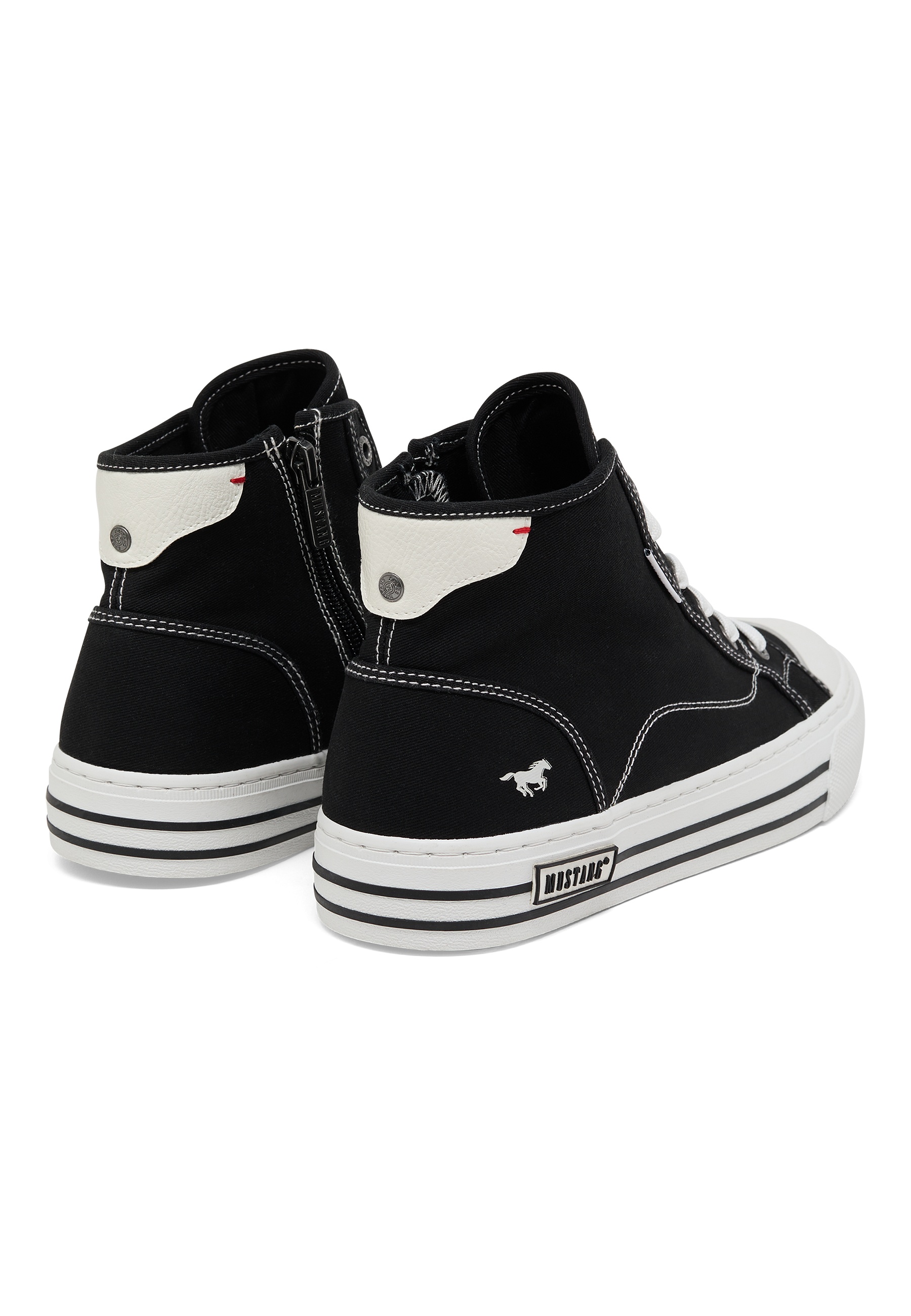 Sneaker, High-top, Canvas, Schwarz, Weiße Sohlen