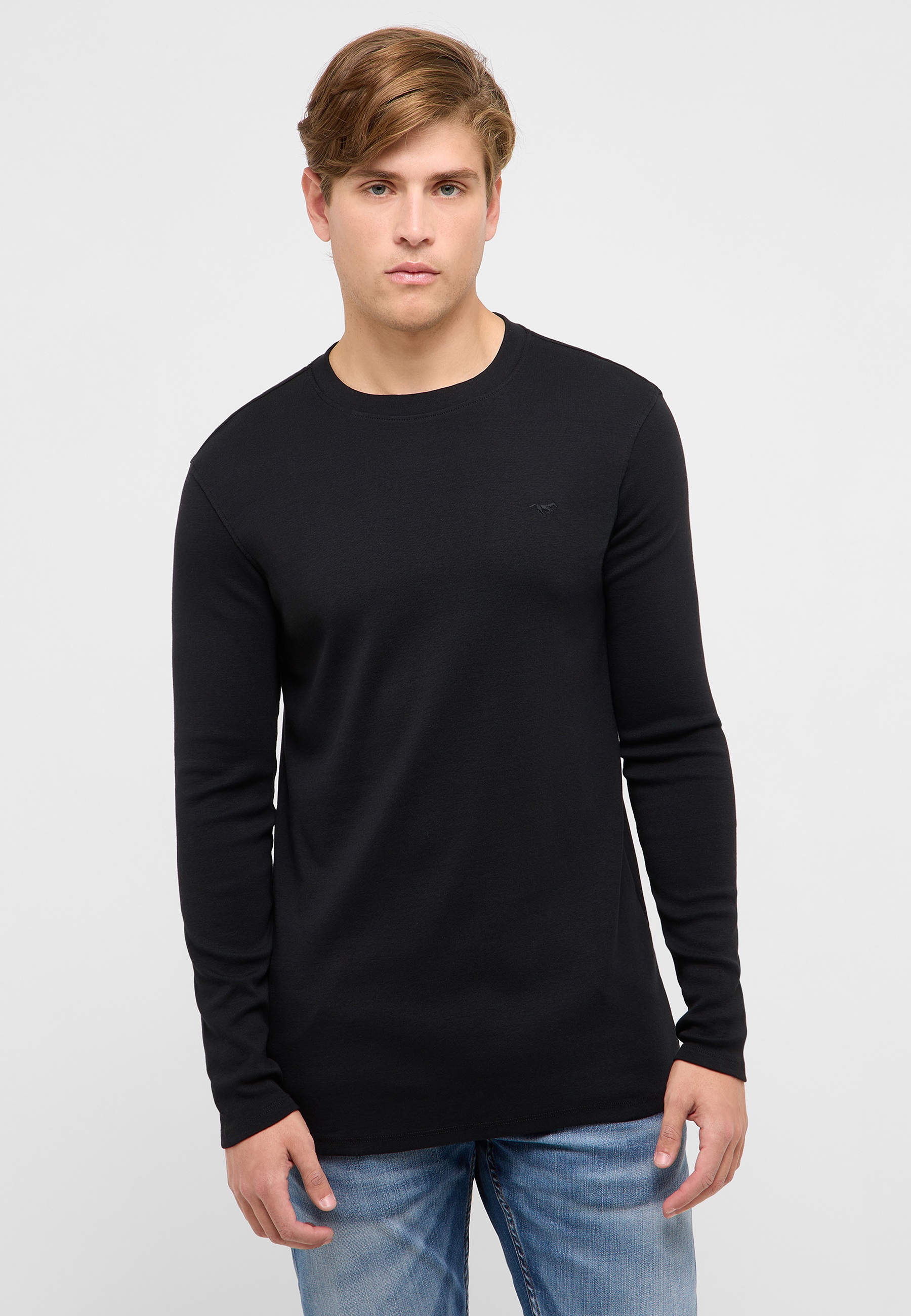 schwarz, langarmshirt, Sweatshirt, gerade geschnitten, Jersey