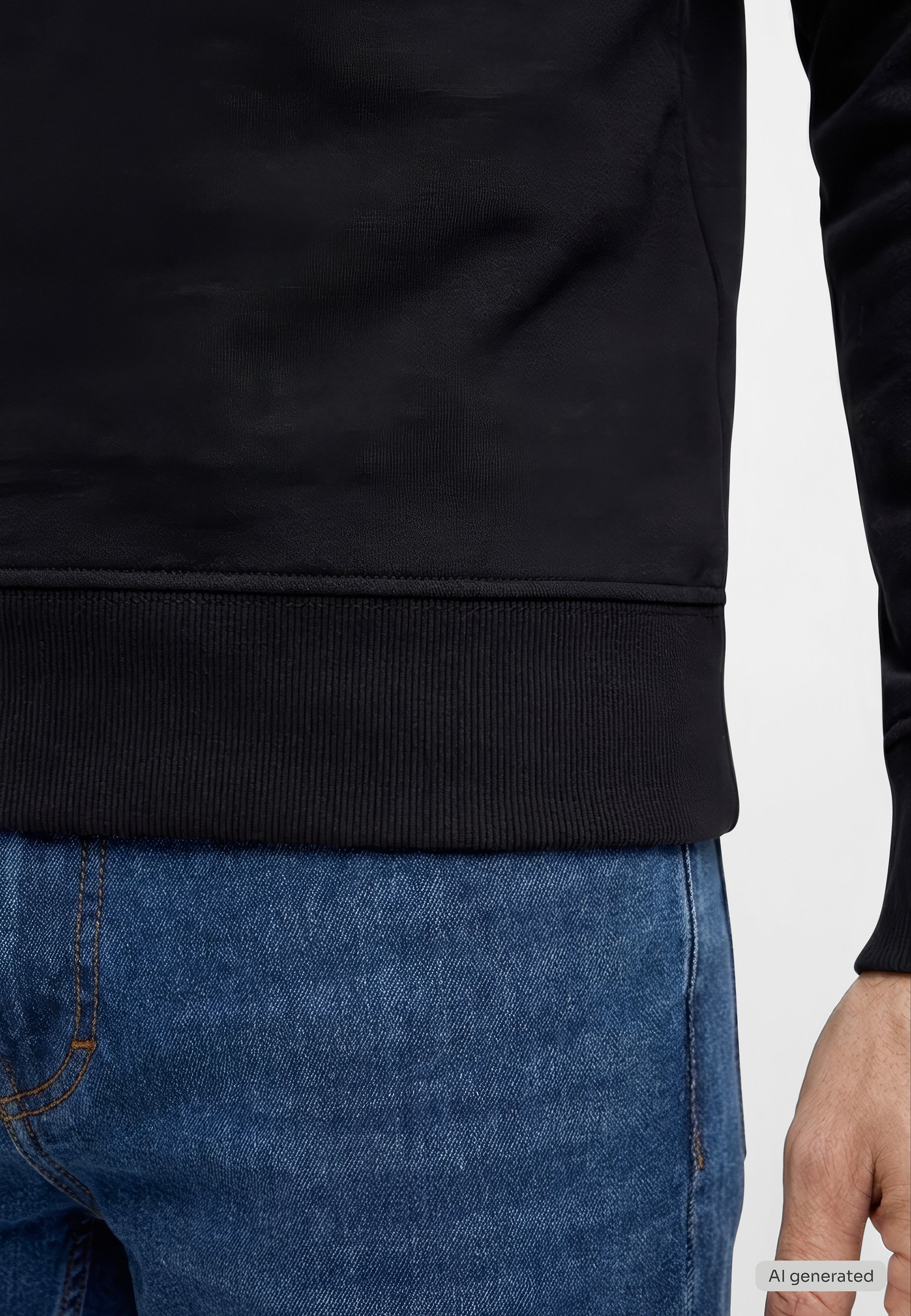 schwarz, Hoodie, Pullover, Jeans, Rippstrickbündchen