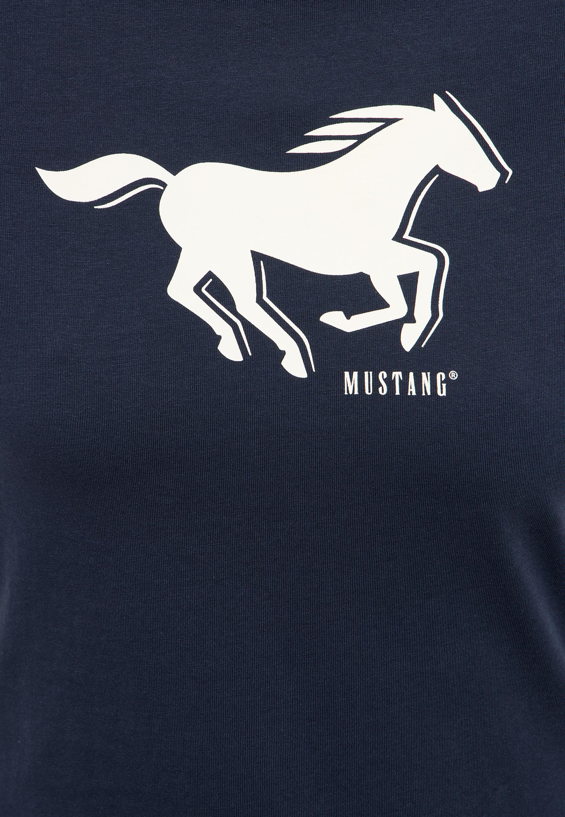 Pferd, Logo, T-Shirt, dunkelblau, Mustang