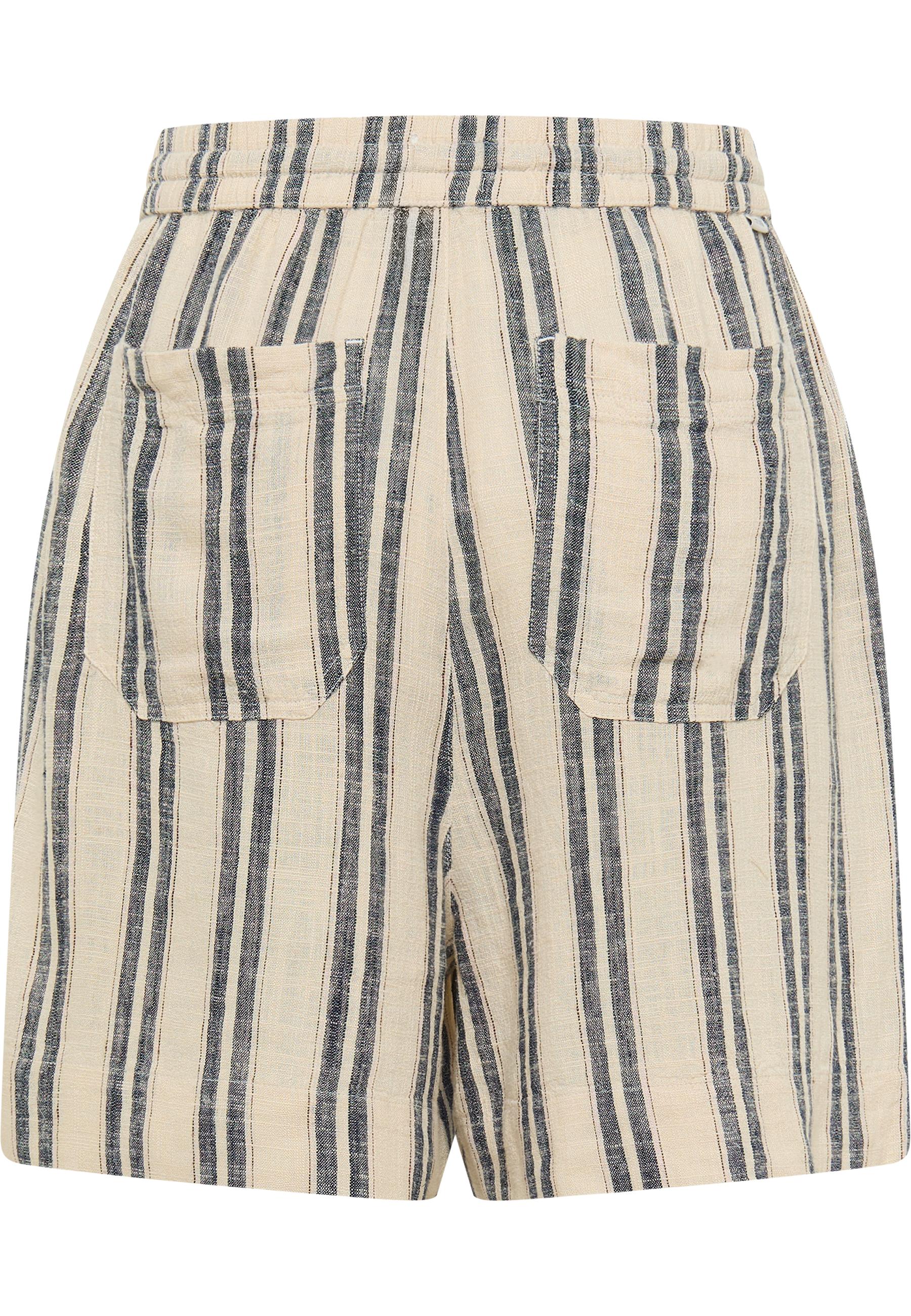 Streifen, Shorts, Leinen, Beige, Taschen