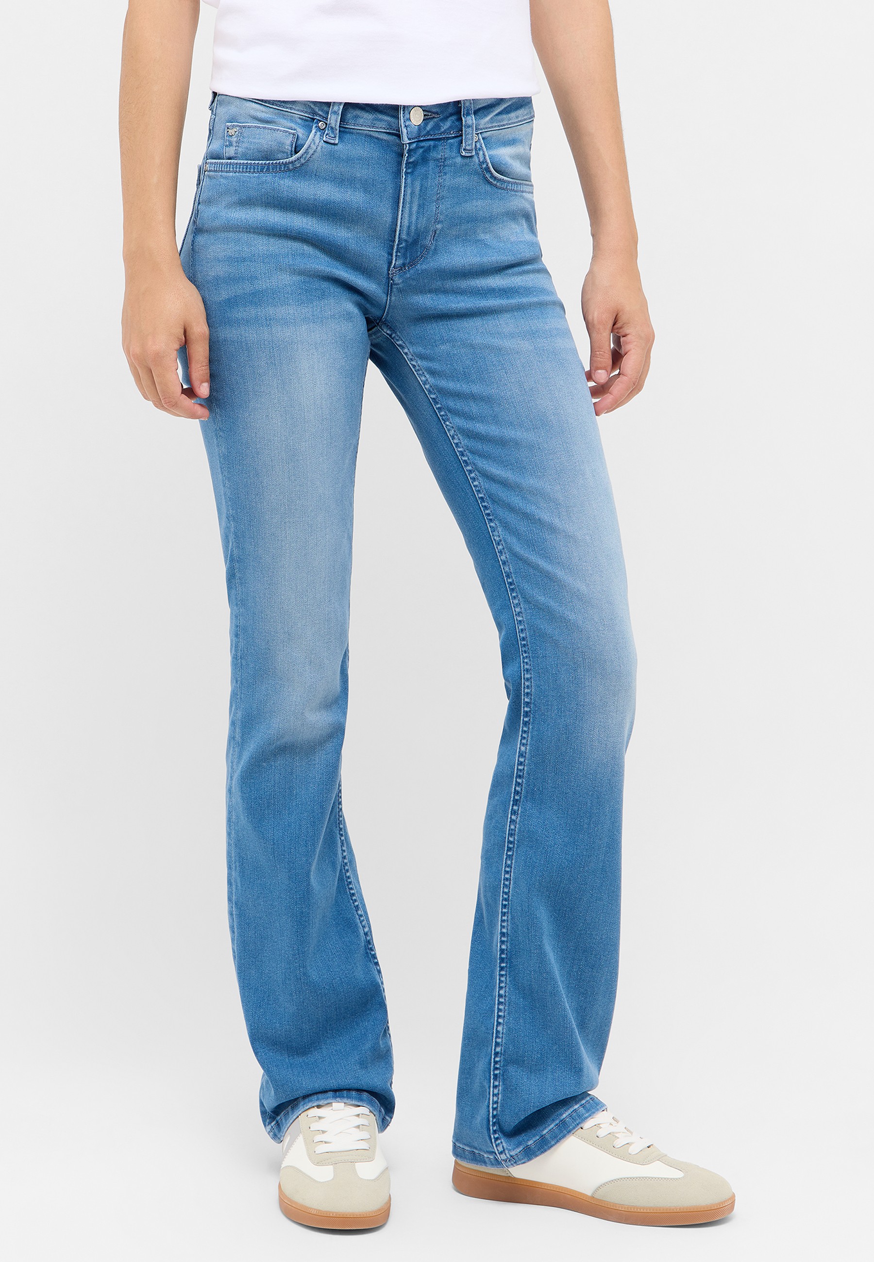 Jeans, Blau, Straight Leg, High Waist, Denim