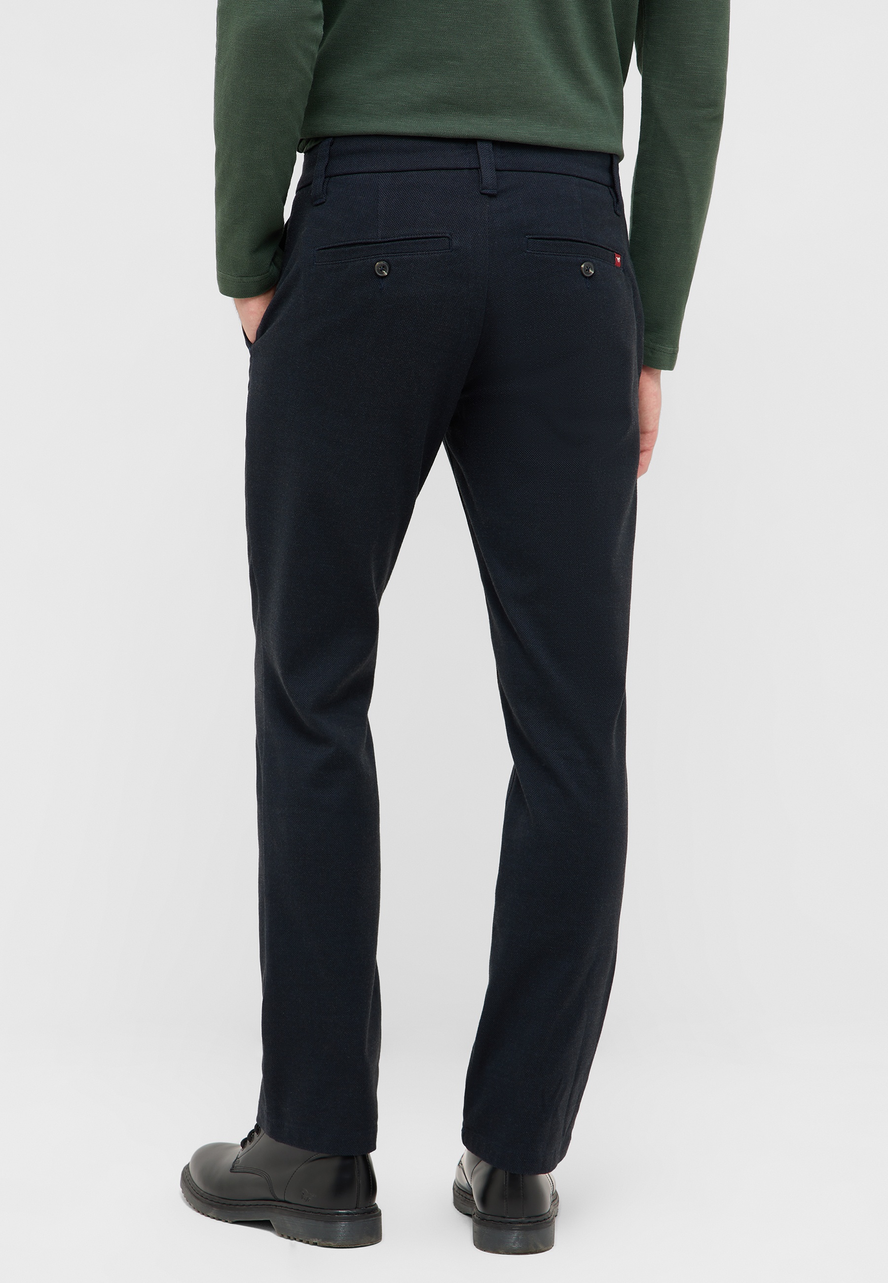 Chinohose, Navy, Hose mit Paspeln?, Rückseite zwei Paspeln, Knit?