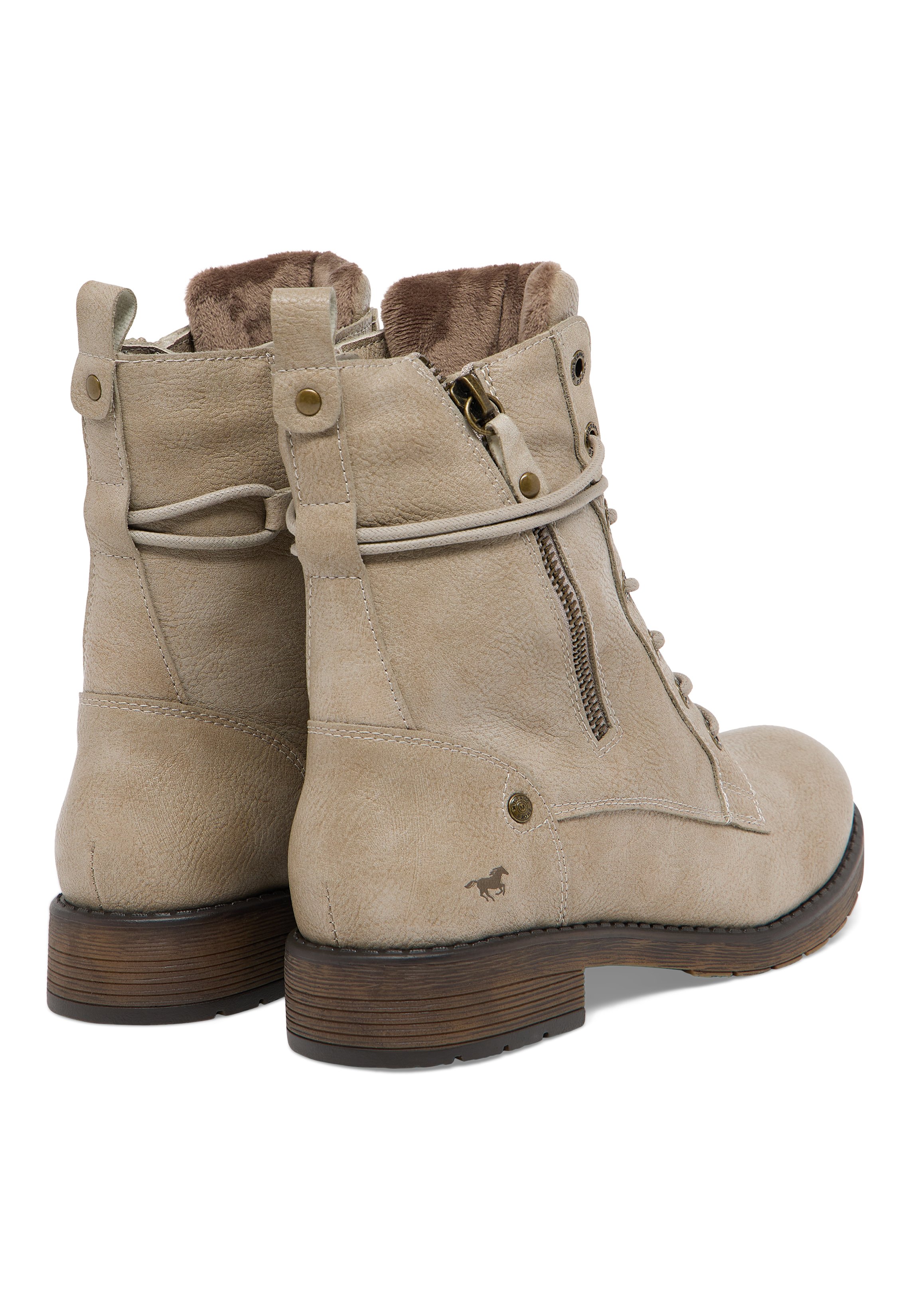 Stiefel, Boots, Beige, Schnürstiefel, Fleece-Futter