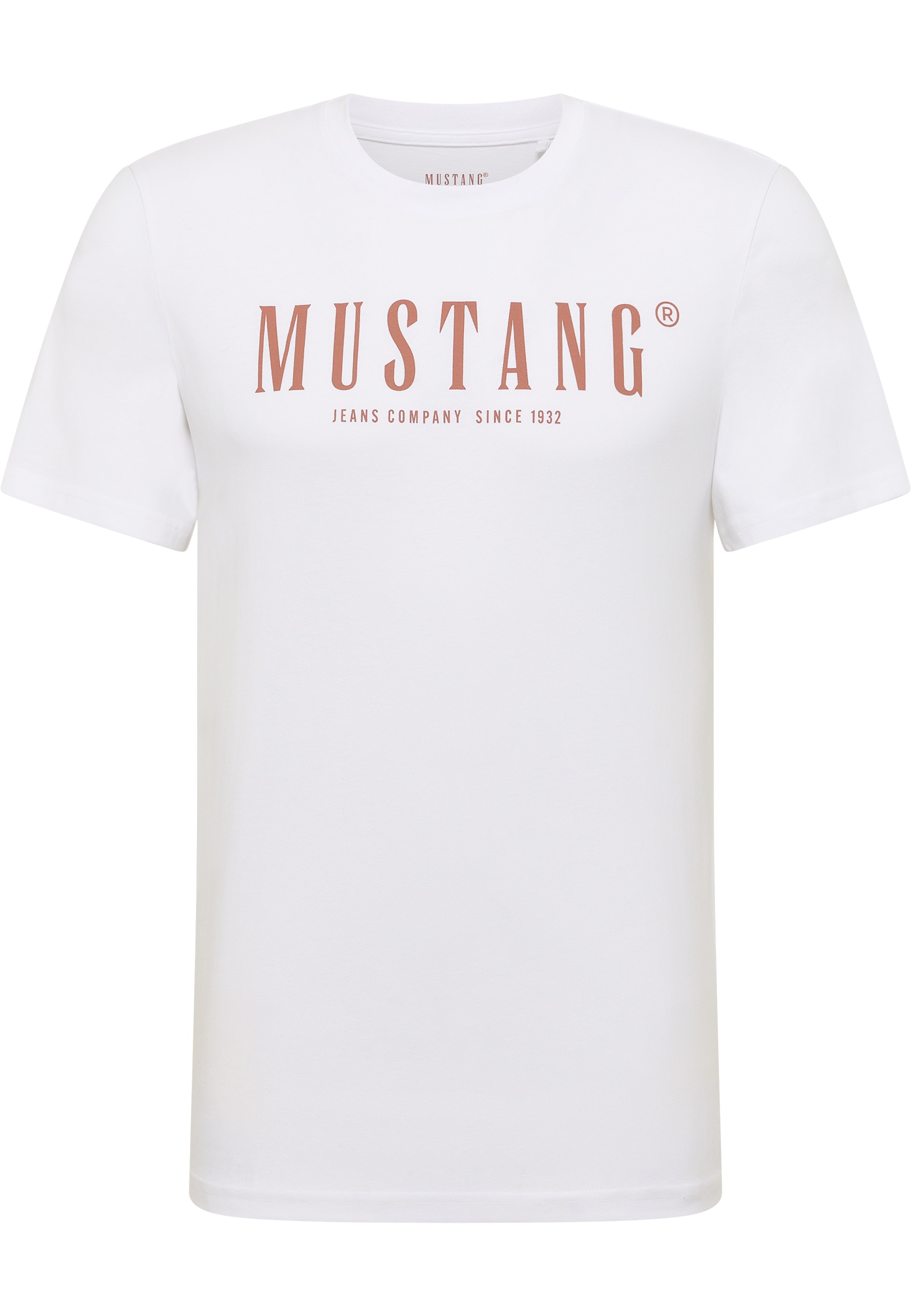 T-Shirt, Weiß, Grafik, Mustang, Rundhalsausschnitt