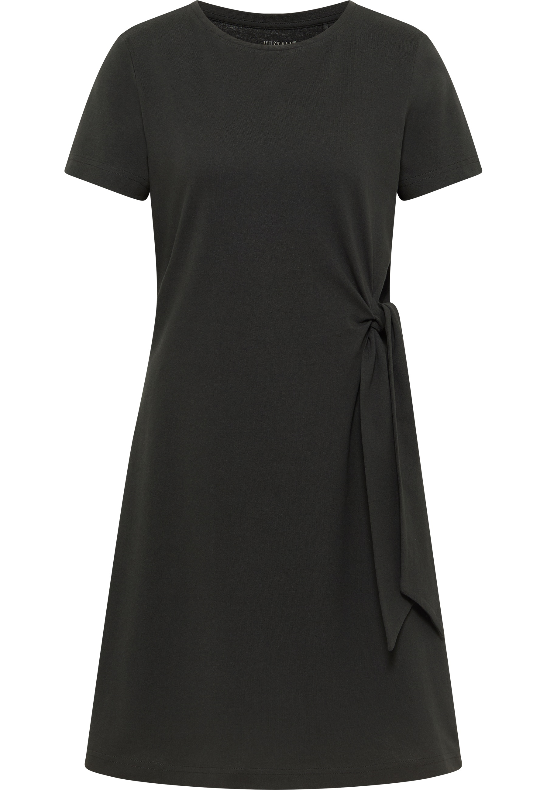 T-Shirt Kleid, Tieganter Gürtel, Knot-Detail, Kurzarm, Dunkelgrau