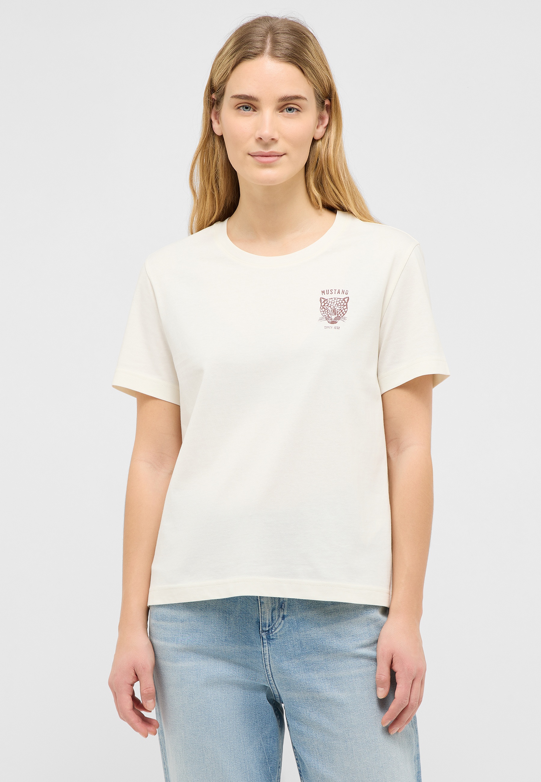 T-Shirt, Kurzarm, Weiß, Logo, Crewneck