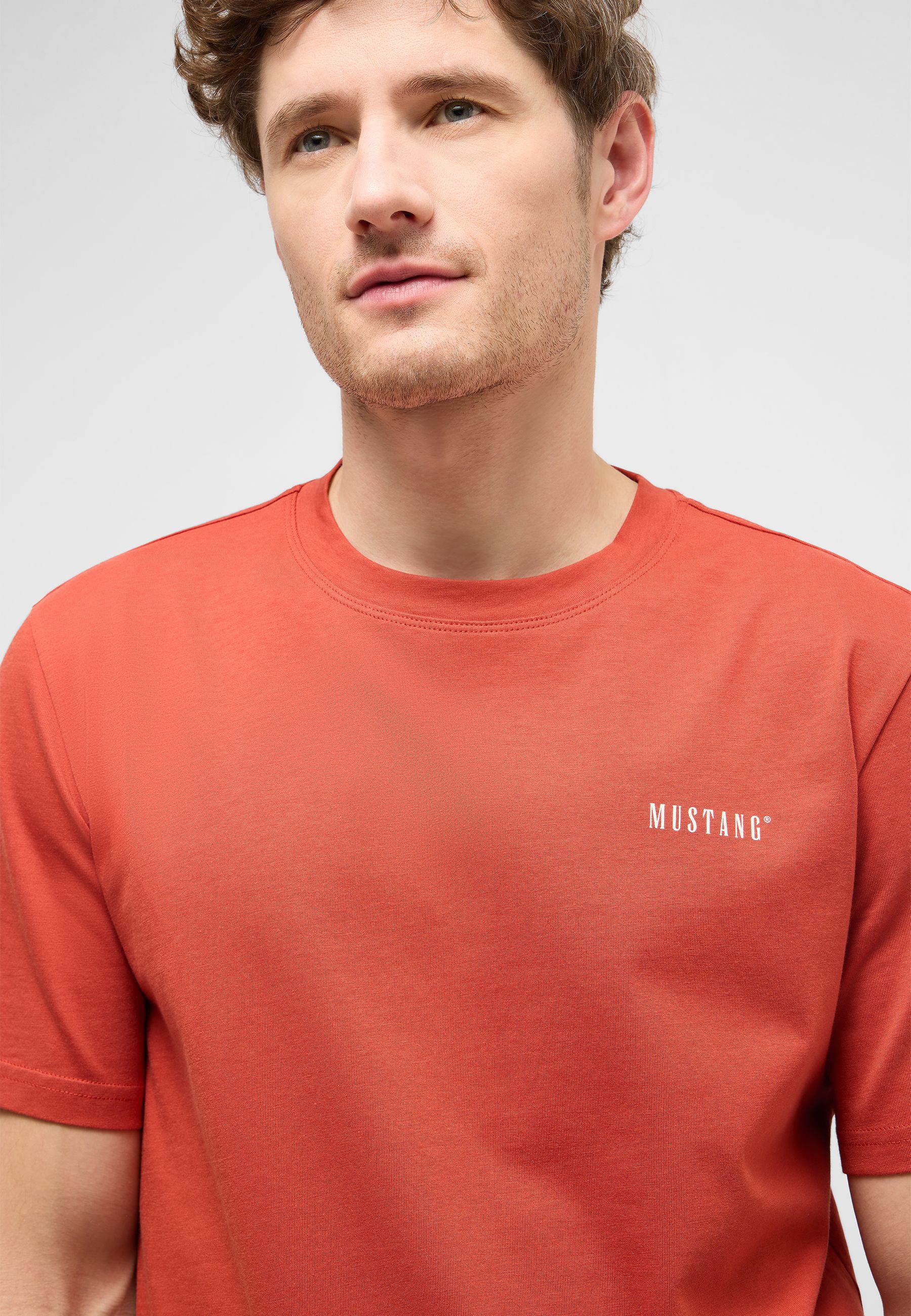 T-Shirt, Kurzarm, Rundhals, Rustfarbene, Logo klein