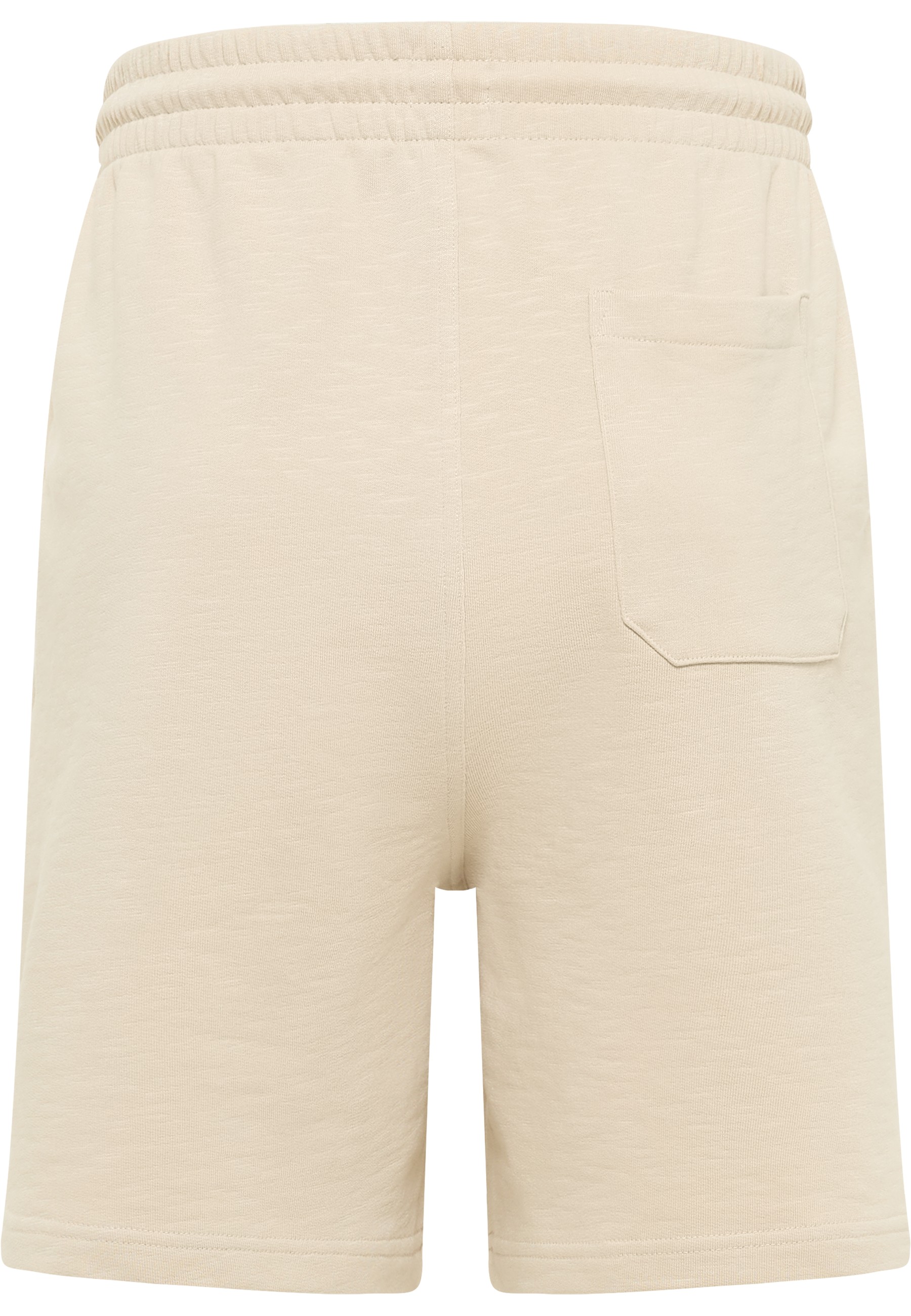 kurze Hosen, beige, Rückansicht, elastischer Bund, Taschenteil