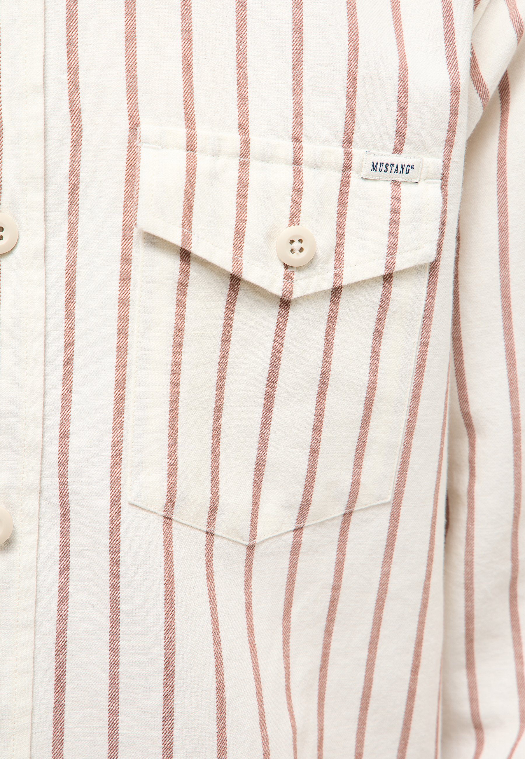 shirt, gestreift, Brusttasche, Knopfhemd, beige-rosa