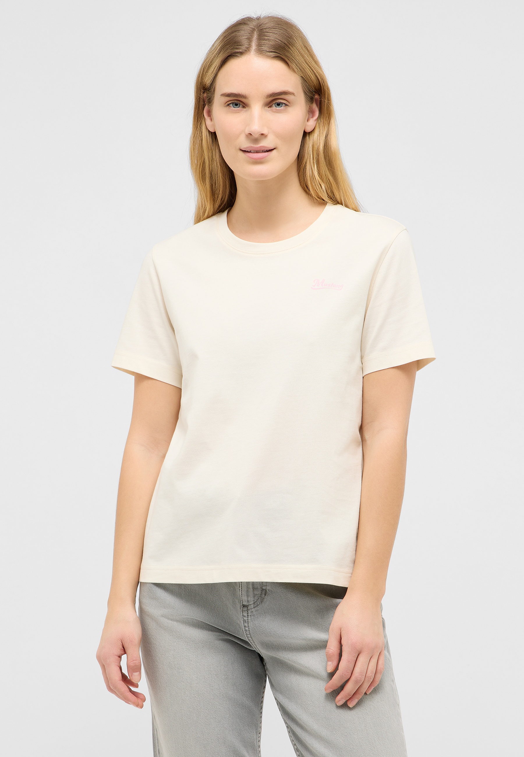 T-Shirt, Creme, Kurzarm, Basic Tee, Pflegeleicht