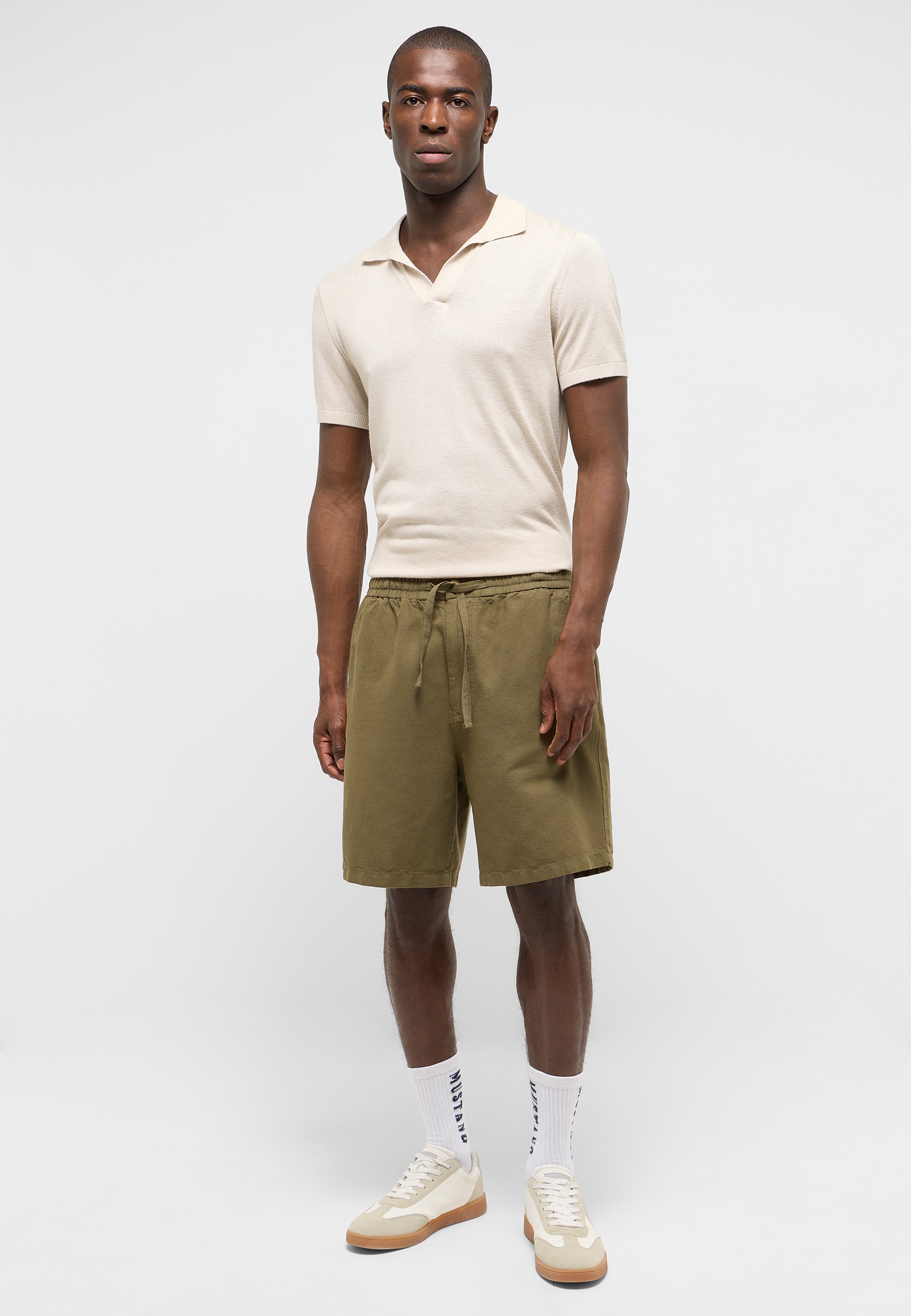 Polo-Shirt, Beige, Kurzarm, Knit-Polo, Hose