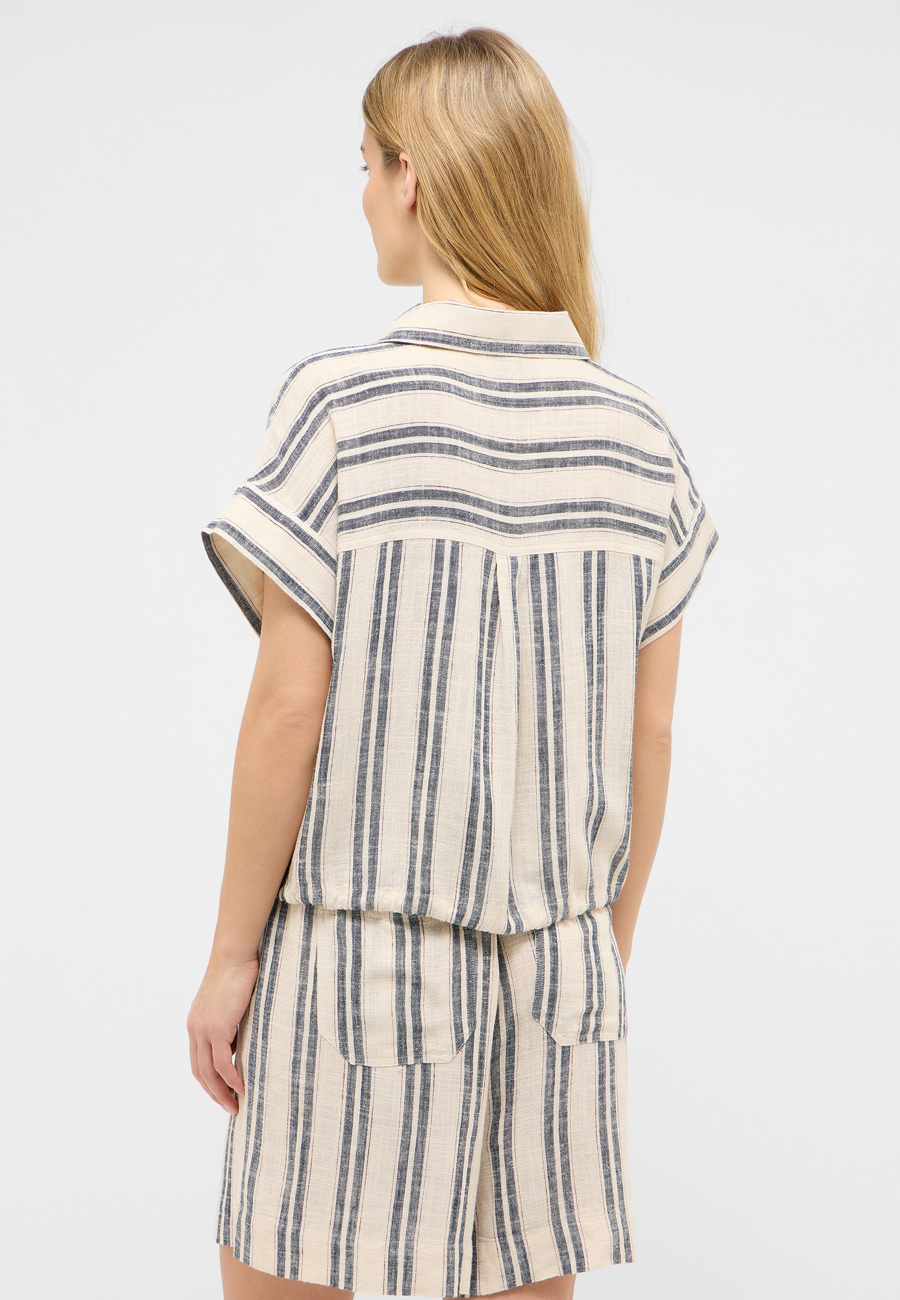 Stripe, Leinen, Shorts, Top, Rückenansicht